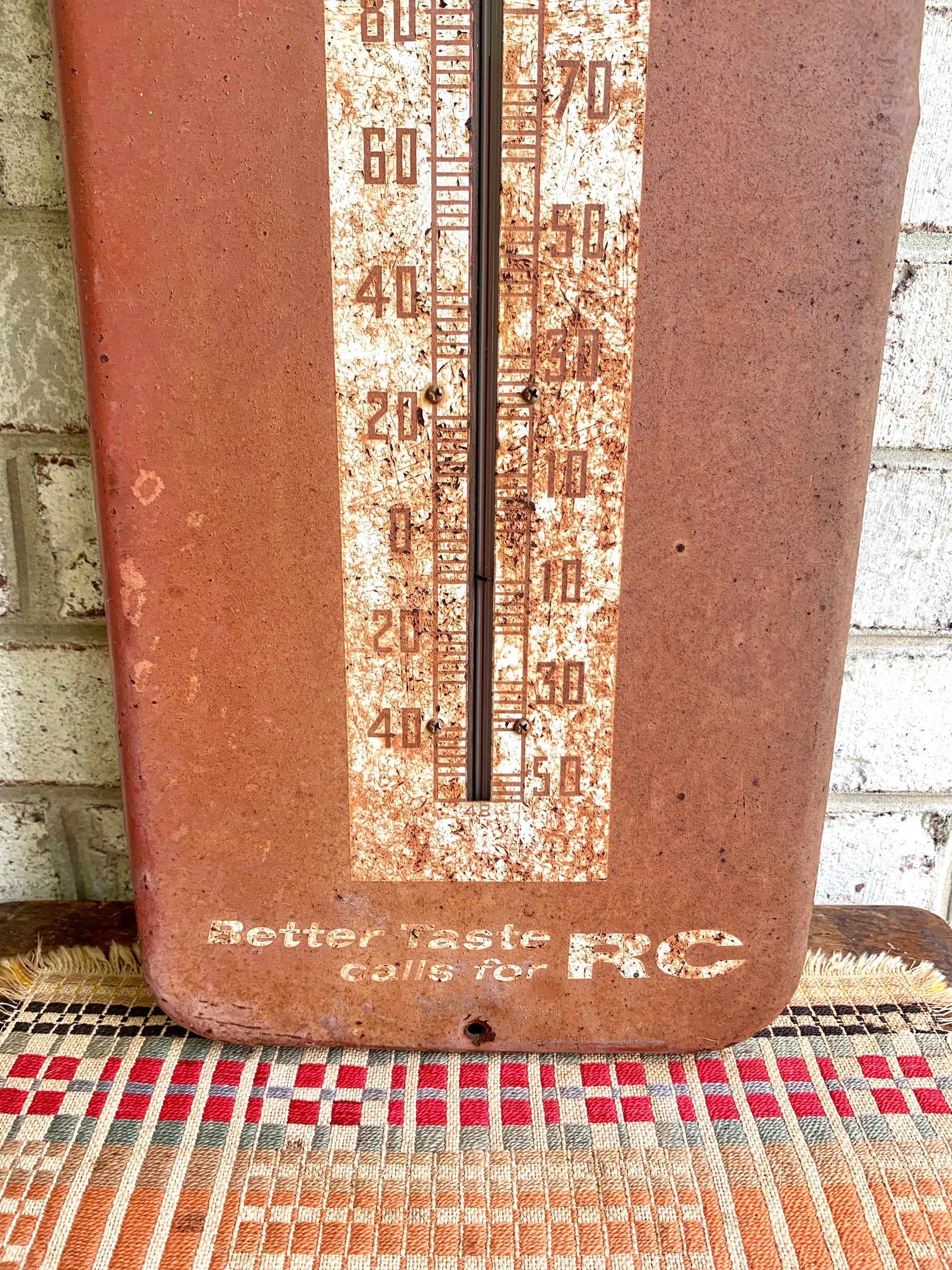 Vtg Rustic Royal Crown Cola Advertisement Thermometer | RC Cola Thermometer | Distressed Advertisement Thermometer Sign