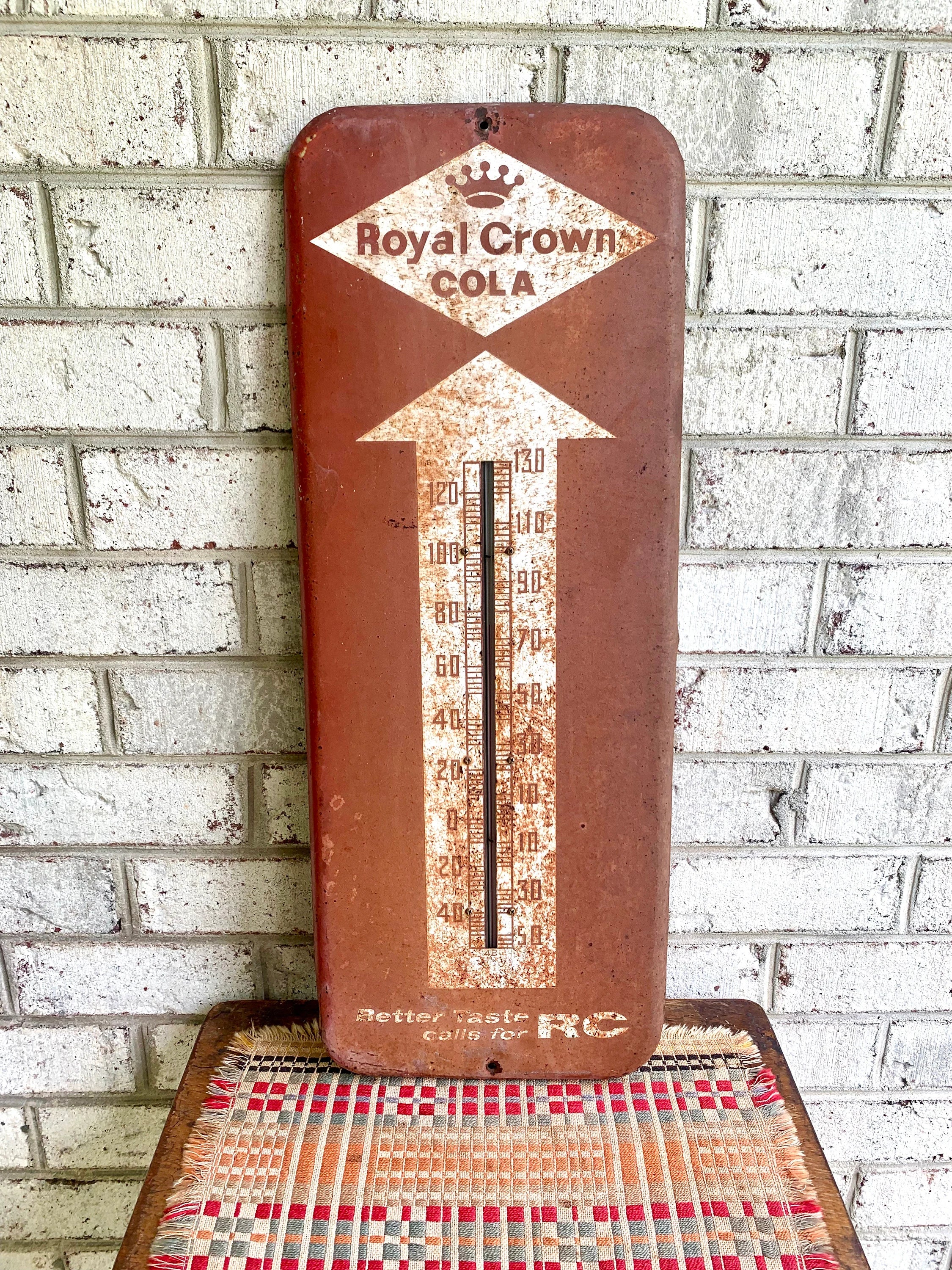 Vtg Rustic Royal Crown Cola Advertisement Thermometer | RC Cola Thermometer | Distressed Advertisement Thermometer Sign