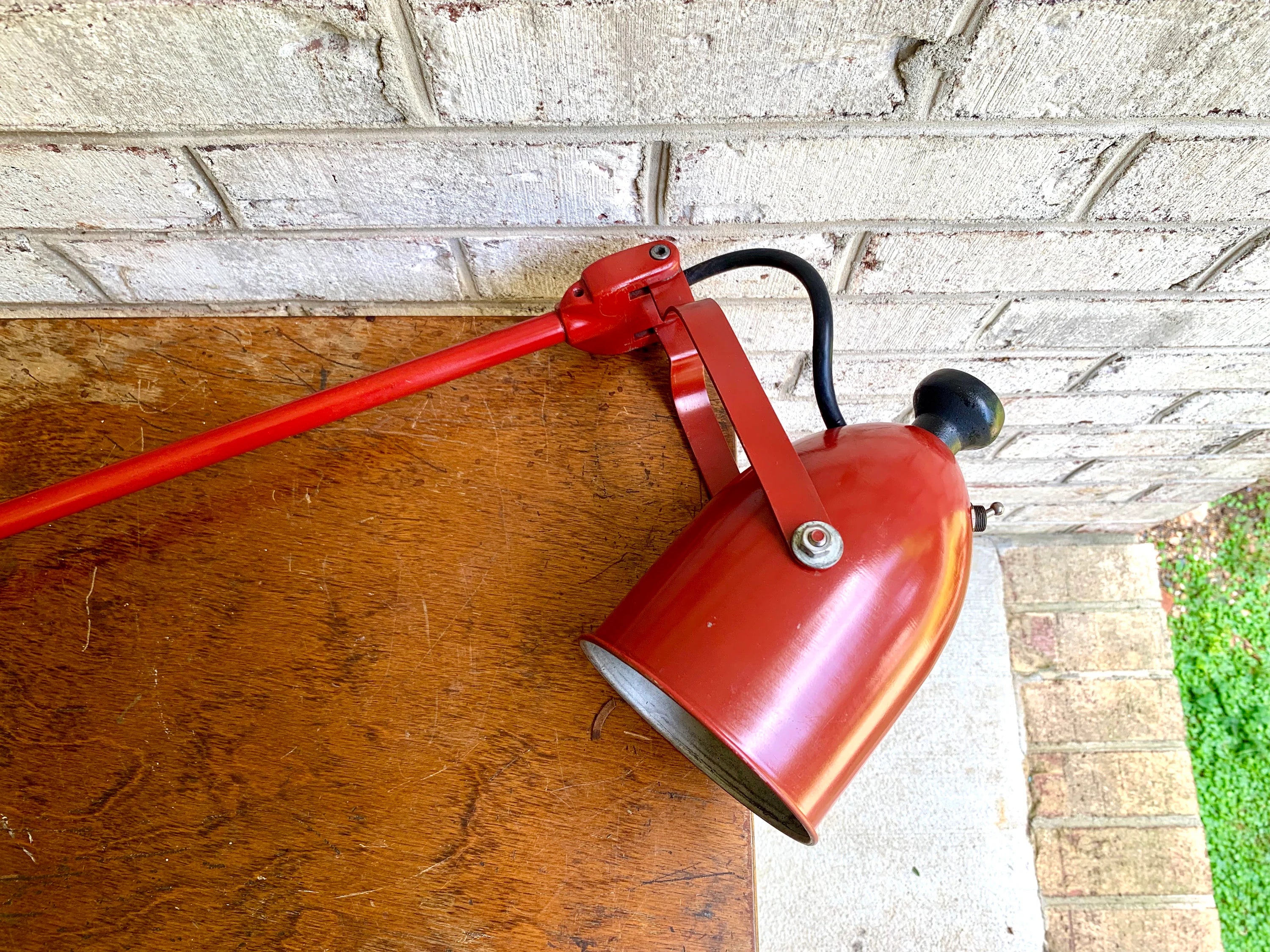 Red Industrial Machinist lamp | Articulating Task Lamp | Workstation Lamp | Drafting Lamp | Factory Lamp | Wall Mounted Lamp | Swivel Lamp