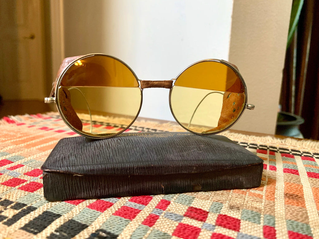 Vtg Pair of Albex Day & Night Goggle | Leather Sided Safety Goggles | Aviation Goggles | Willson Goggles