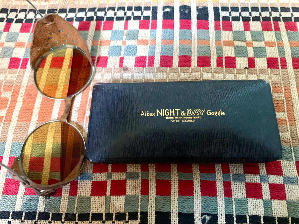 Vtg Pair of Albex Day & Night Goggle | Leather Sided Safety Goggles | Aviation Goggles | Willson Goggles