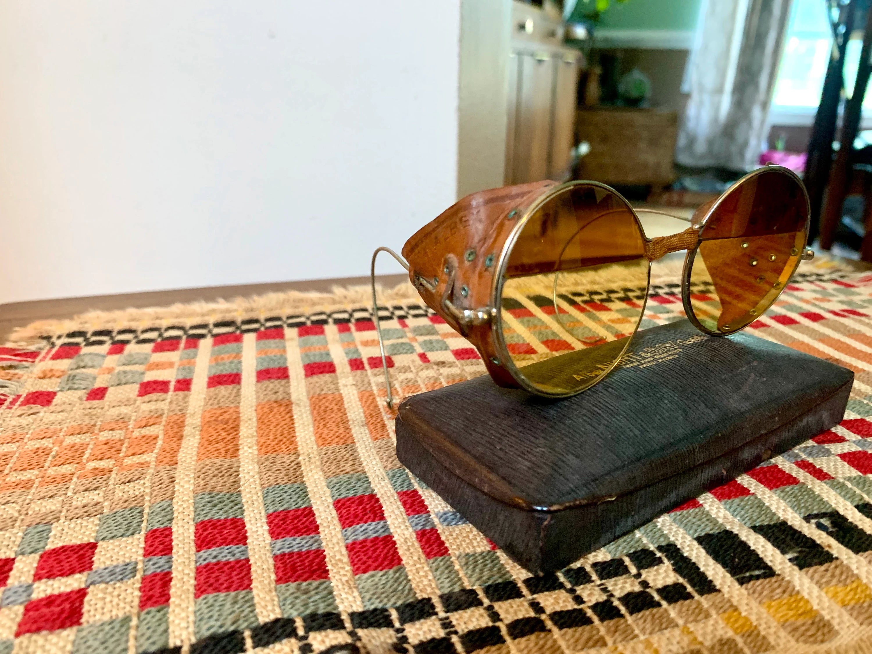 Vtg Pair of Albex Day & Night Goggle | Leather Sided Safety Goggles | Aviation Goggles | Willson Goggles