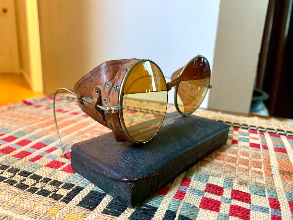 Vtg Pair of Albex Day & Night Goggle | Leather Sided Safety Goggles | Aviation Goggles | Willson Goggles