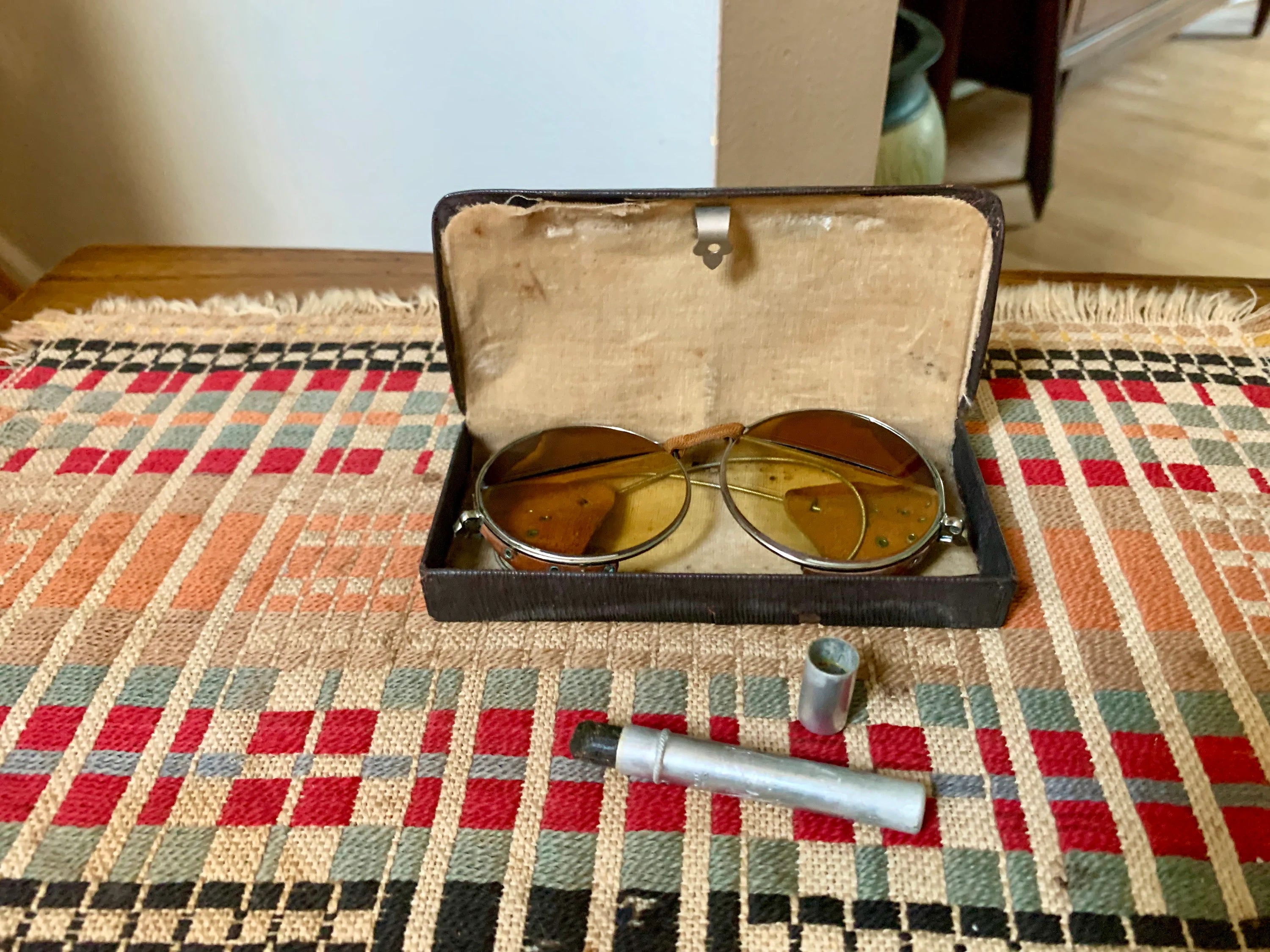 Vtg Pair of Albex Day & Night Goggle | Leather Sided Safety Goggles | Aviation Goggles | Willson Goggles