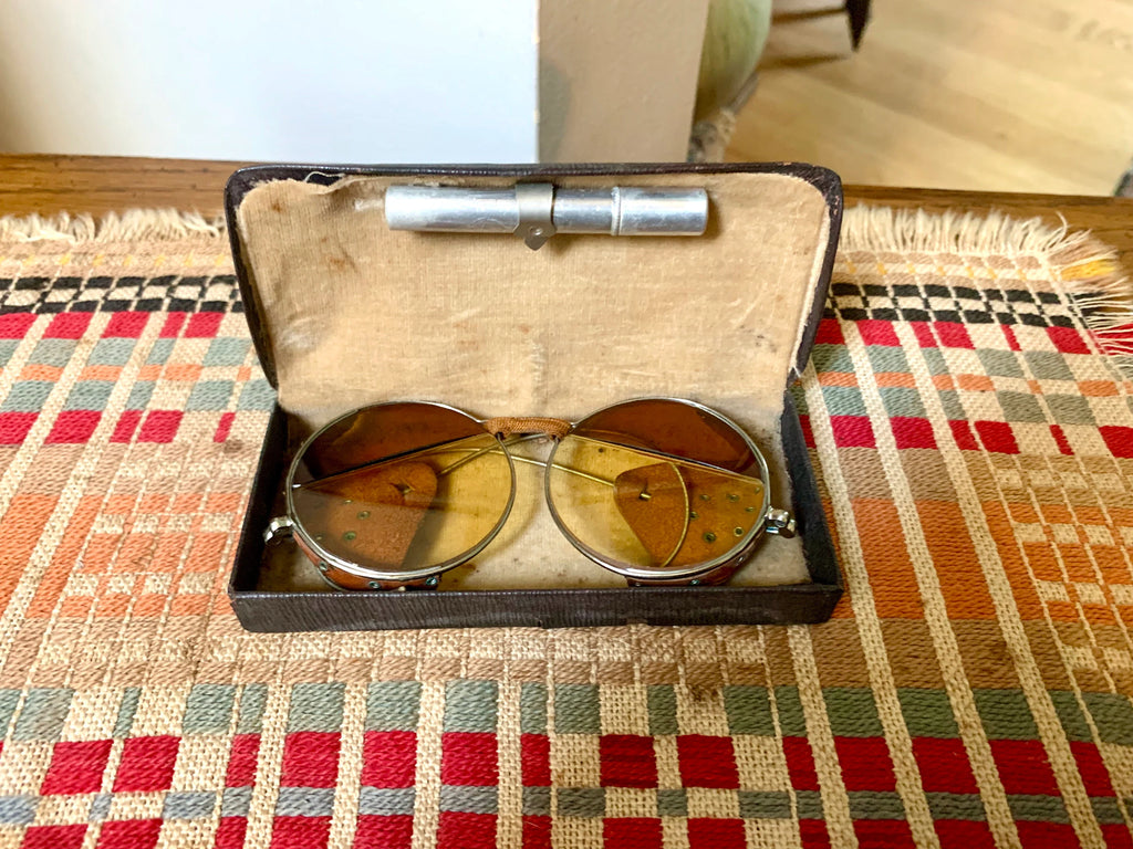 Vtg Pair of Albex Day & Night Goggle | Leather Sided Safety Goggles | Aviation Goggles | Willson Goggles