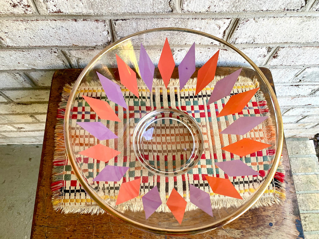 MCM Anchor Hocking Serving Bowl | Vintage Diamond Pattern Chip Bowl | Atomic Punch Bowl