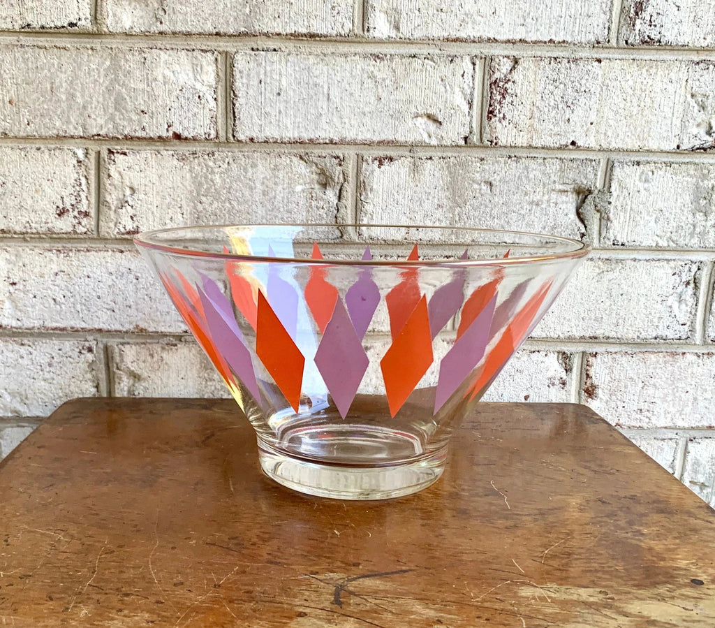 MCM Anchor Hocking Serving Bowl | Vintage Diamond Pattern Chip Bowl | Atomic Punch Bowl