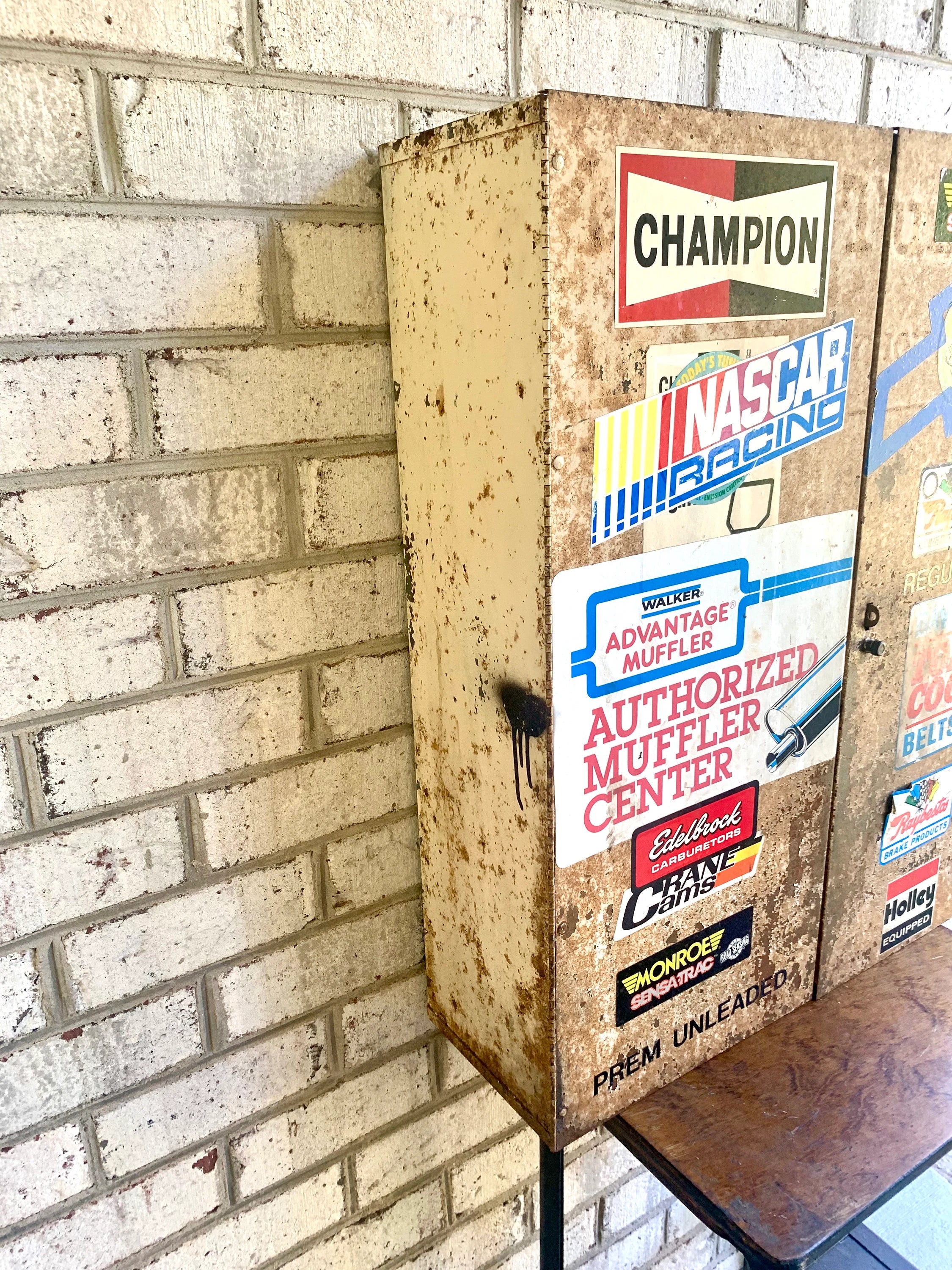 Metal Mechanic's Wall Cabinet| Rustic Metal Parts Cabinet | Vintage Automotive Advertisement Bin | Industrial Storage Cabinet | Hanging Cabinet