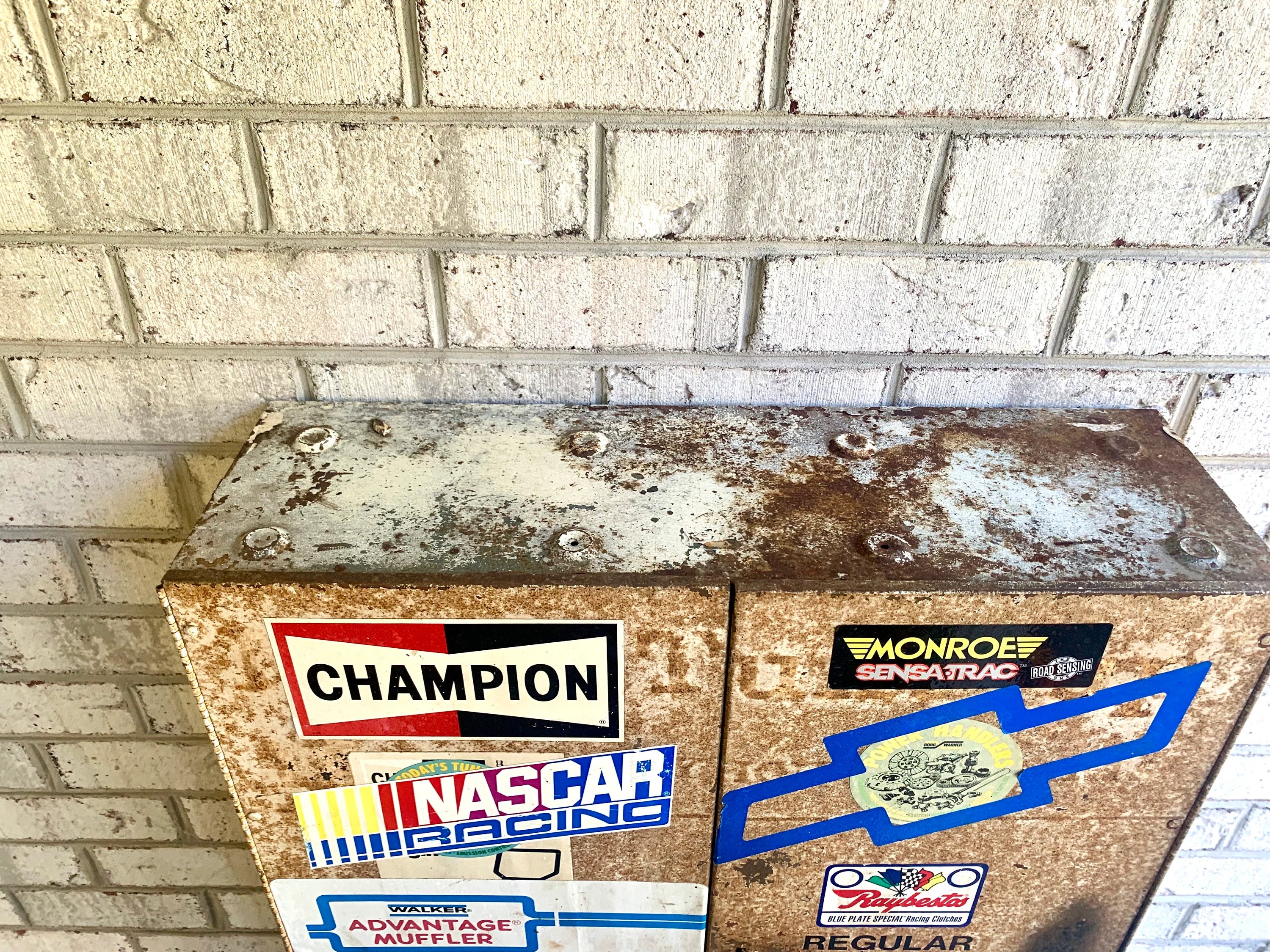 Metal Mechanic's Wall Cabinet| Rustic Metal Parts Cabinet | Vintage Automotive Advertisement Bin | Industrial Storage Cabinet | Hanging Cabinet