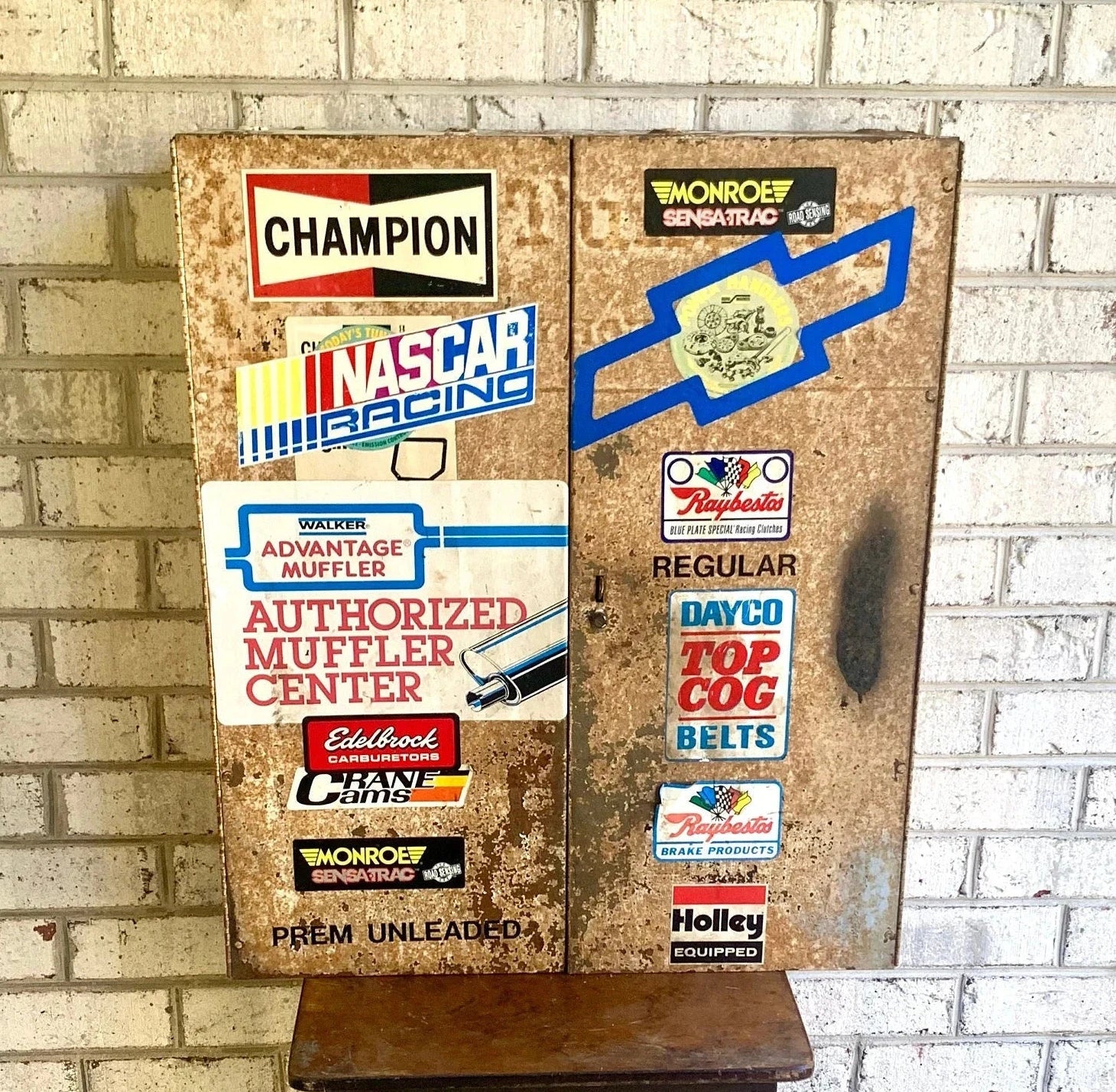 Metal Mechanic's Wall Cabinet| Rustic Metal Parts Cabinet | Vintage Automotive Advertisement Bin | Industrial Storage Cabinet | Hanging Cabinet
