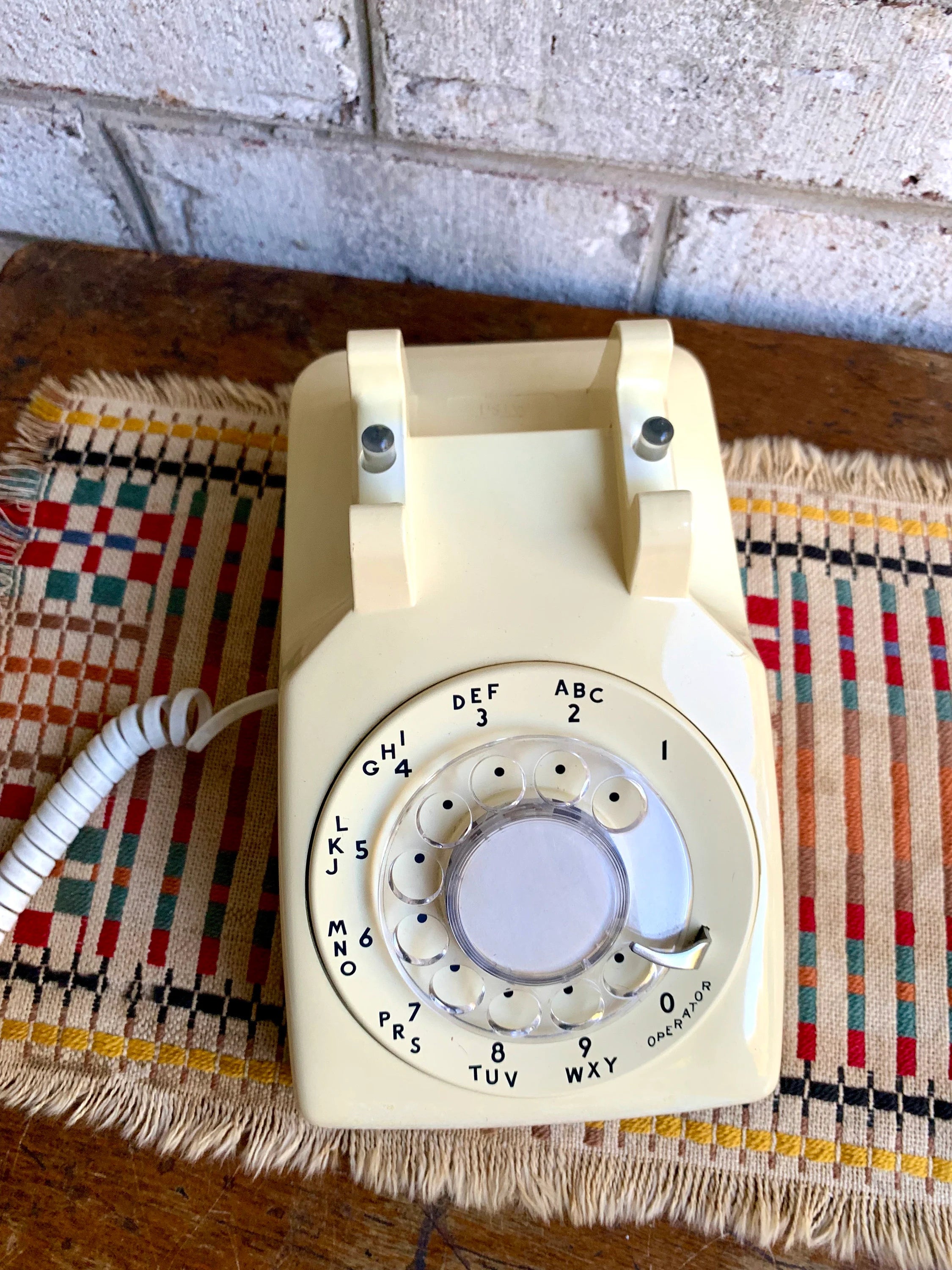 Vintage Cream Rotary Phone | Western Electric Bell System Rotary Phone | Cream Colored Rotary Phone | Art Deco Rotary Telephone| Movie Prop