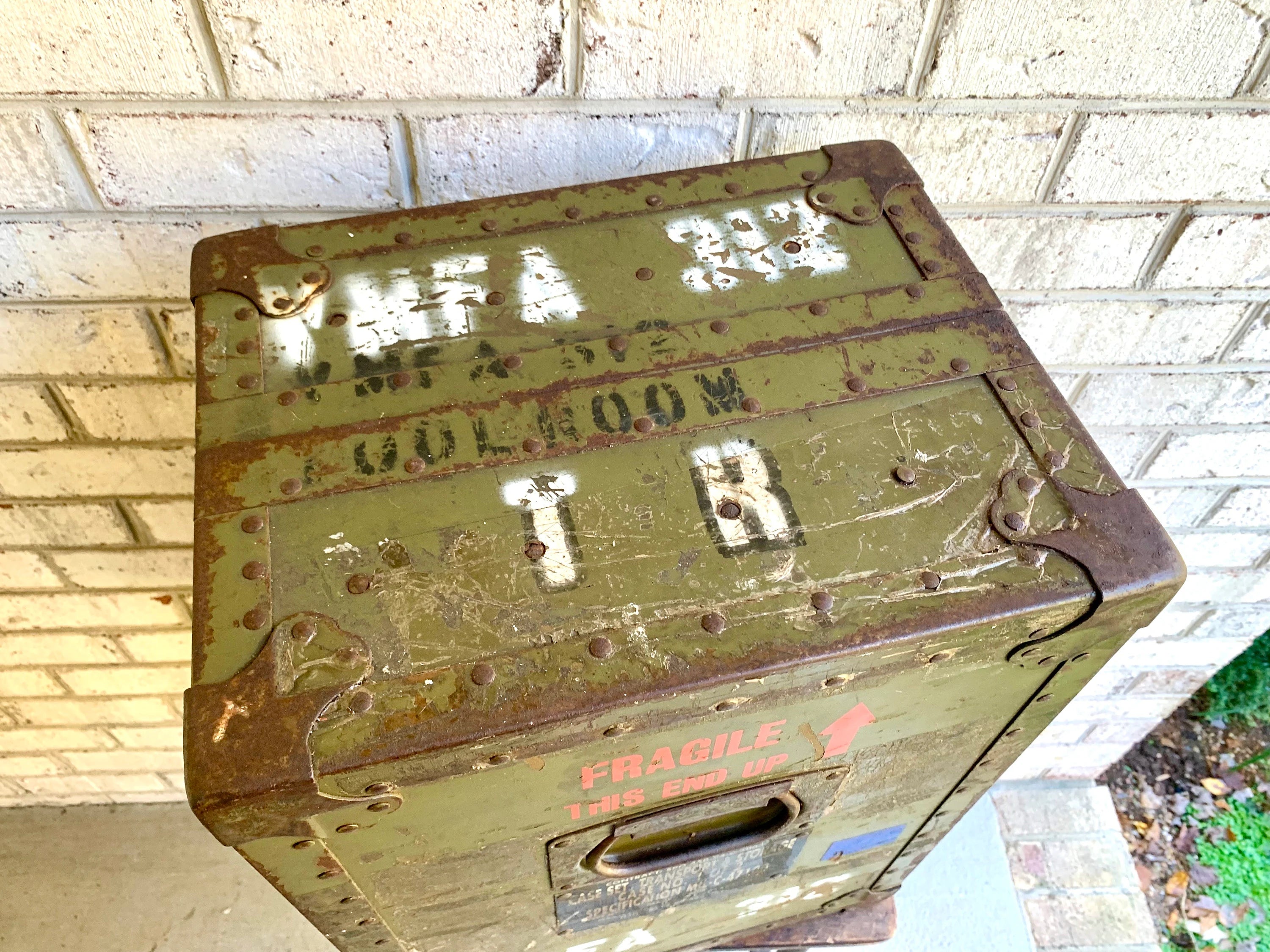 Vtg Military Storage Case | Traveling Military Parts Trunk | Military Transport Case | Rustic Storage | Parts Cabinet | Craft Storage