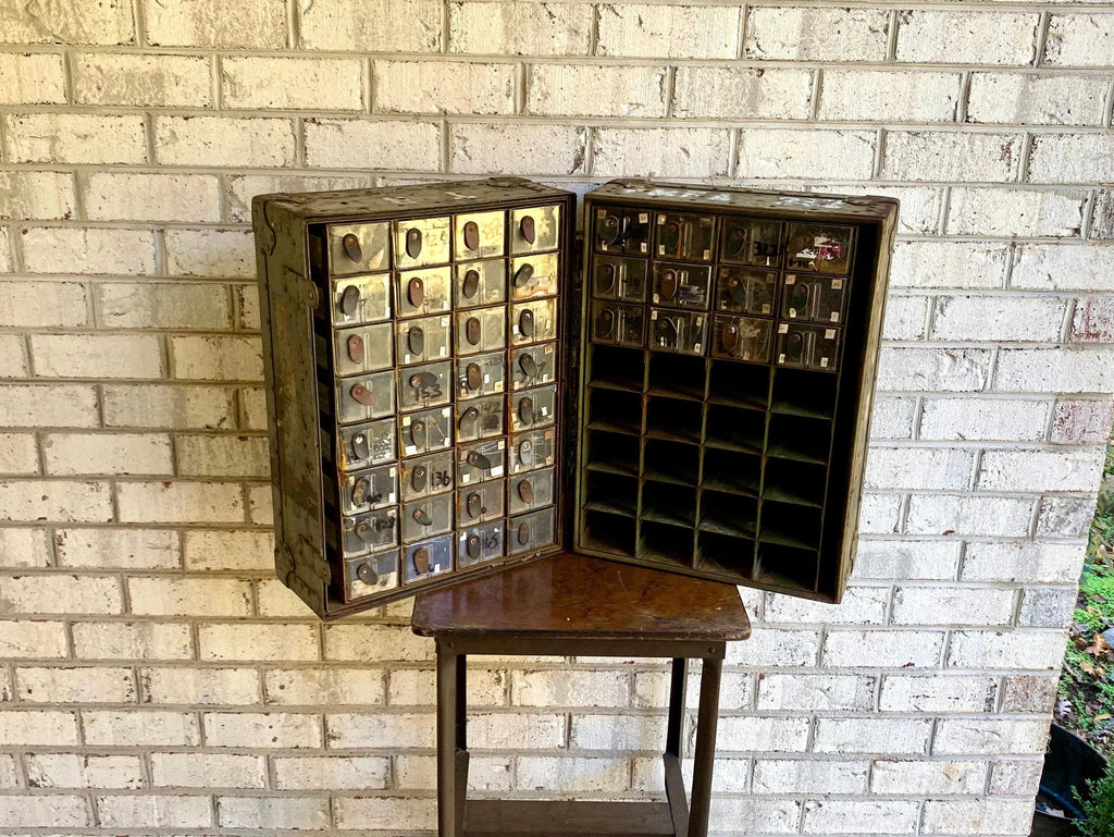 Vtg Military Storage Case | Traveling Military Parts Trunk | Military Transport Case | Rustic Storage | Parts Cabinet | Craft Storage