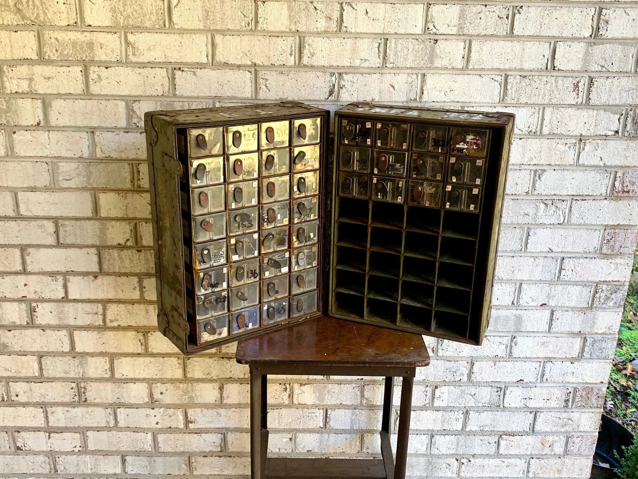 Vtg Military Storage Case | Traveling Military Parts Trunk | Military Transport Case | Rustic Storage | Parts Cabinet | Craft Storage