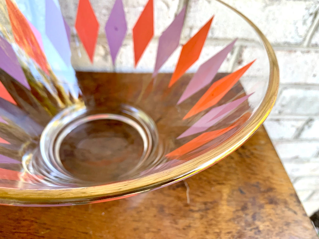 MCM Anchor Hocking Serving Bowl | Vintage Diamond Pattern Chip Bowl | Atomic Punch Bowl