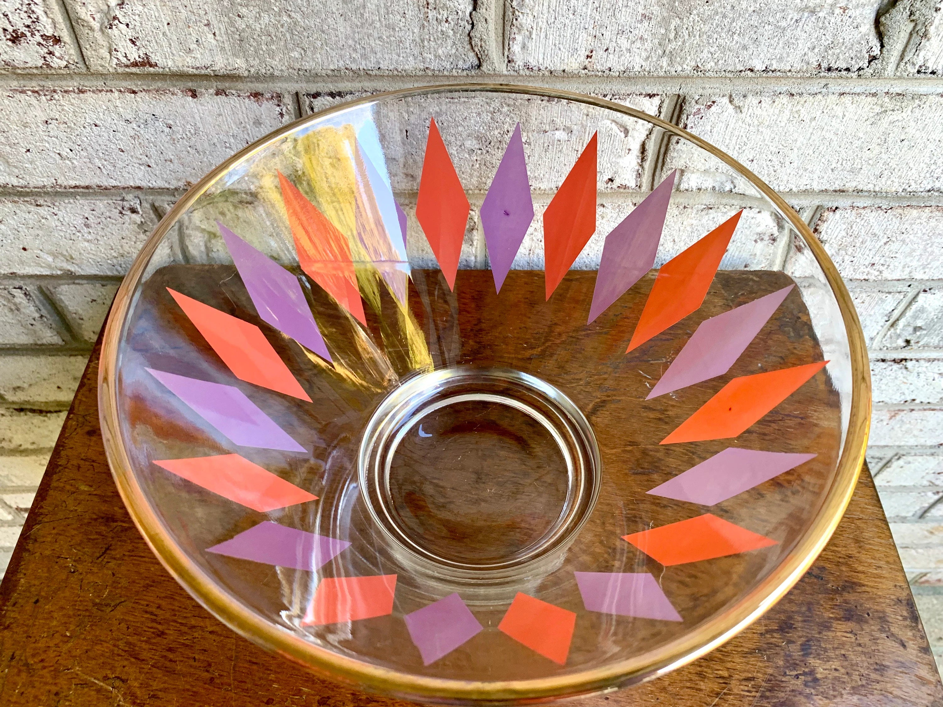 MCM Anchor Hocking Serving Bowl | Vintage Diamond Pattern Chip Bowl | Atomic Punch Bowl