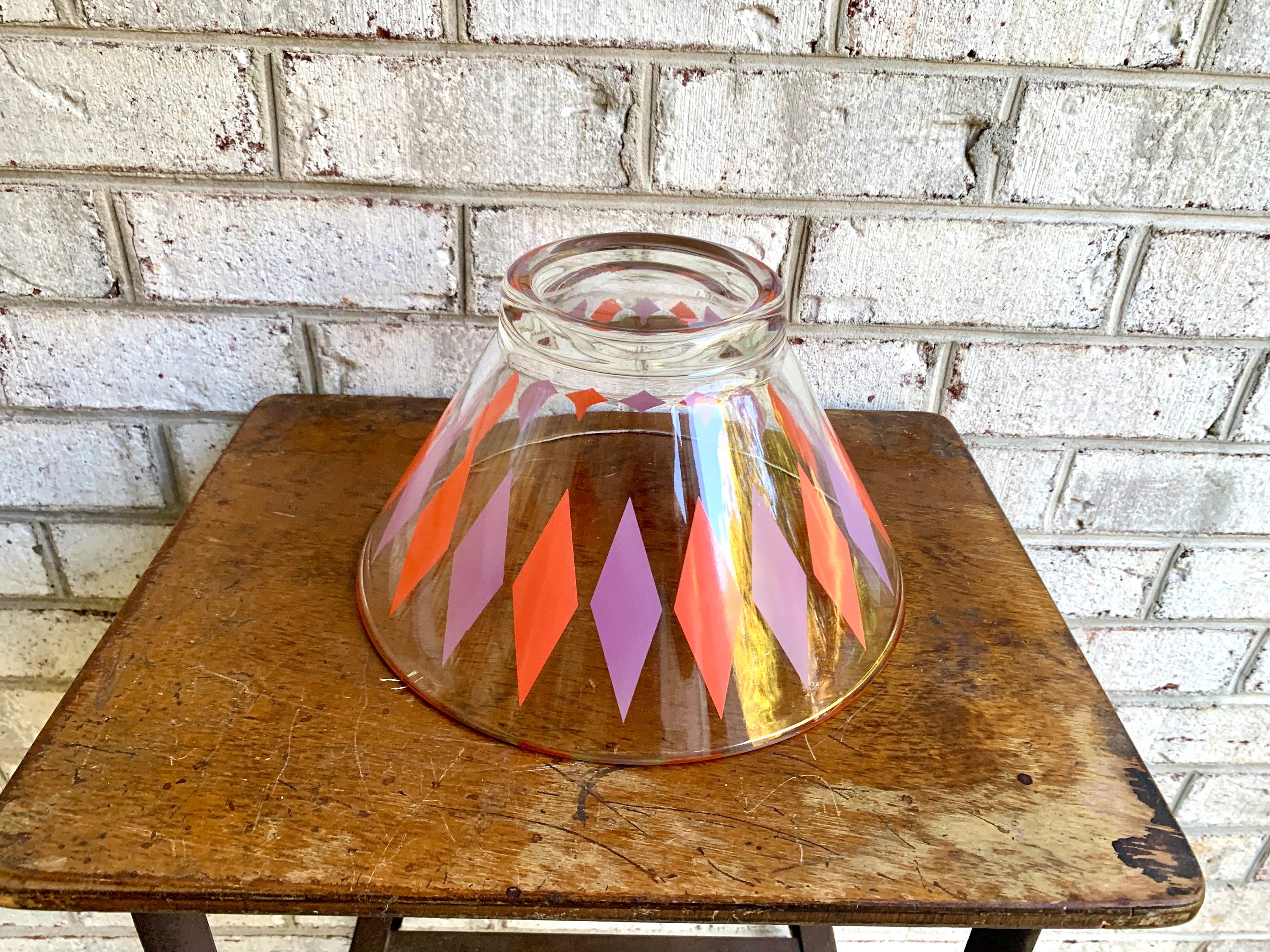 MCM Anchor Hocking Serving Bowl | Vintage Diamond Pattern Chip Bowl | Atomic Punch Bowl