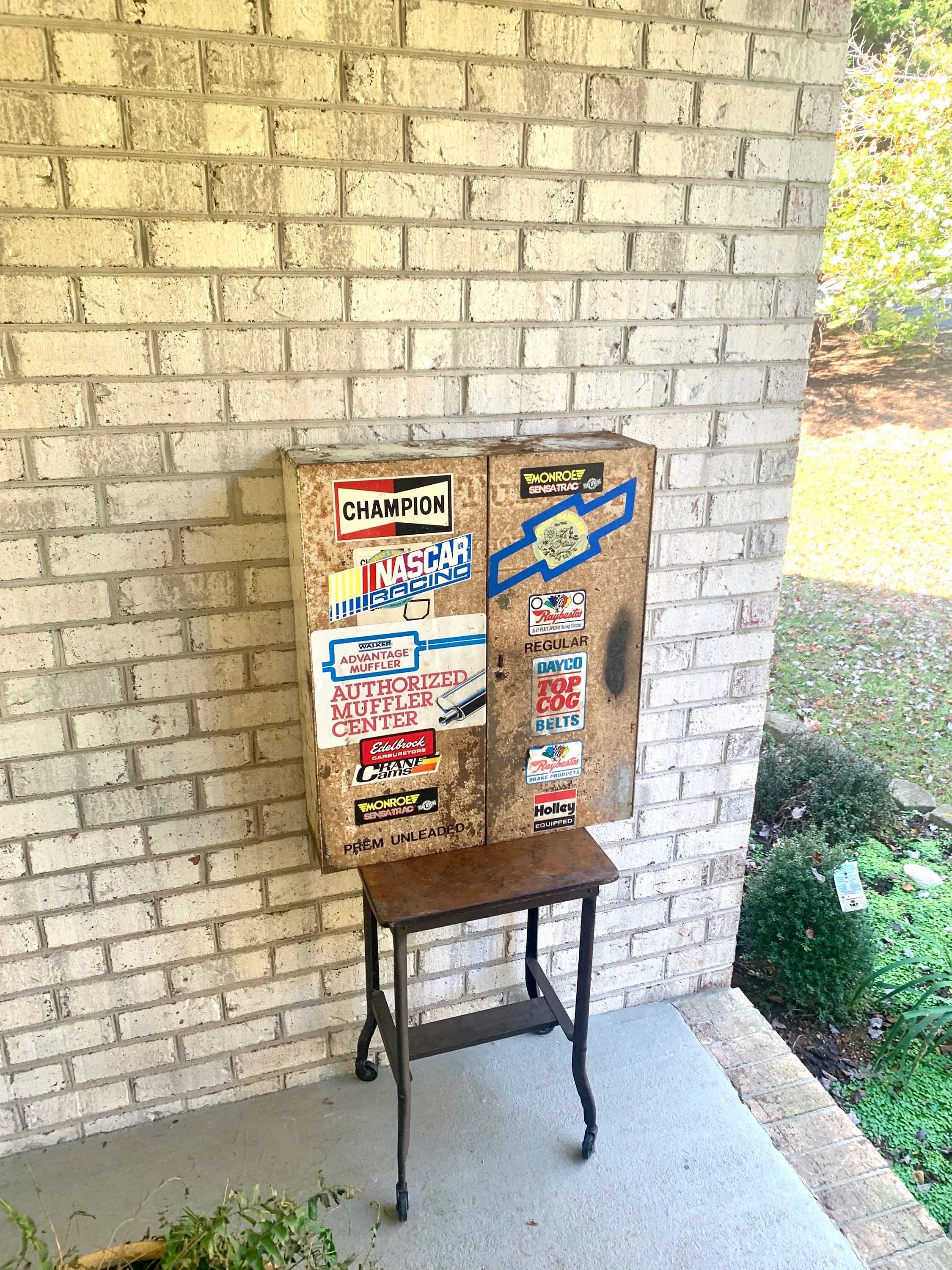 Metal Mechanic's Wall Cabinet| Rustic Metal Parts Cabinet | Vintage Automotive Advertisement Bin | Industrial Storage Cabinet | Hanging Cabinet