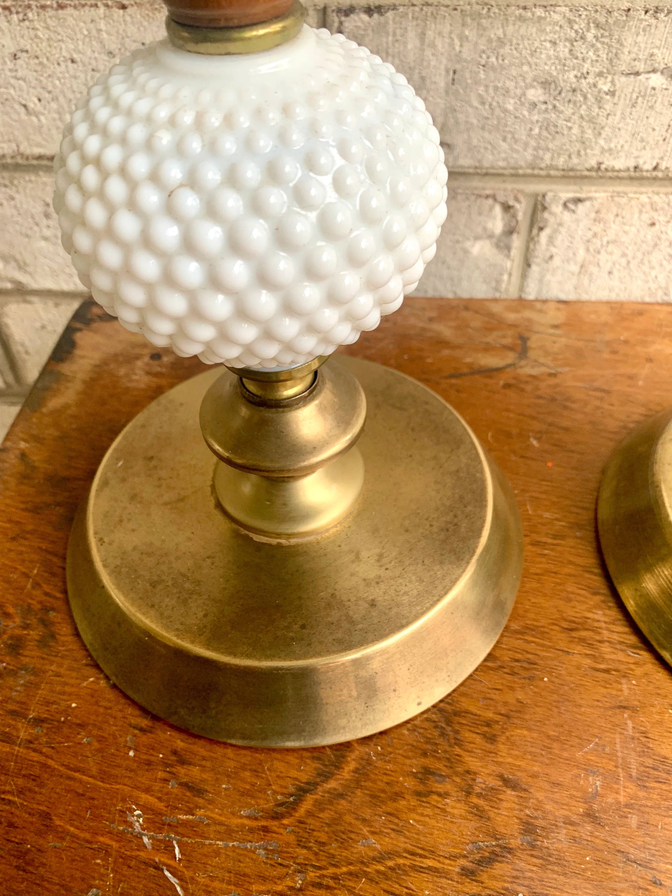 Two Matching Vintage Milk Glass Hobnail Lamps | Matching Hobnail Lamps | Matching Table Lamps | Brass and Milk Glass Hobnail lamps