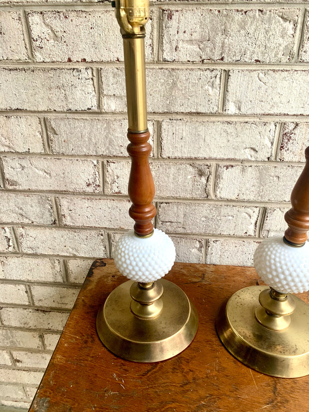 Two Matching Vintage Milk Glass Hobnail Lamps | Matching Hobnail Lamps | Matching Table Lamps | Brass and Milk Glass Hobnail lamps