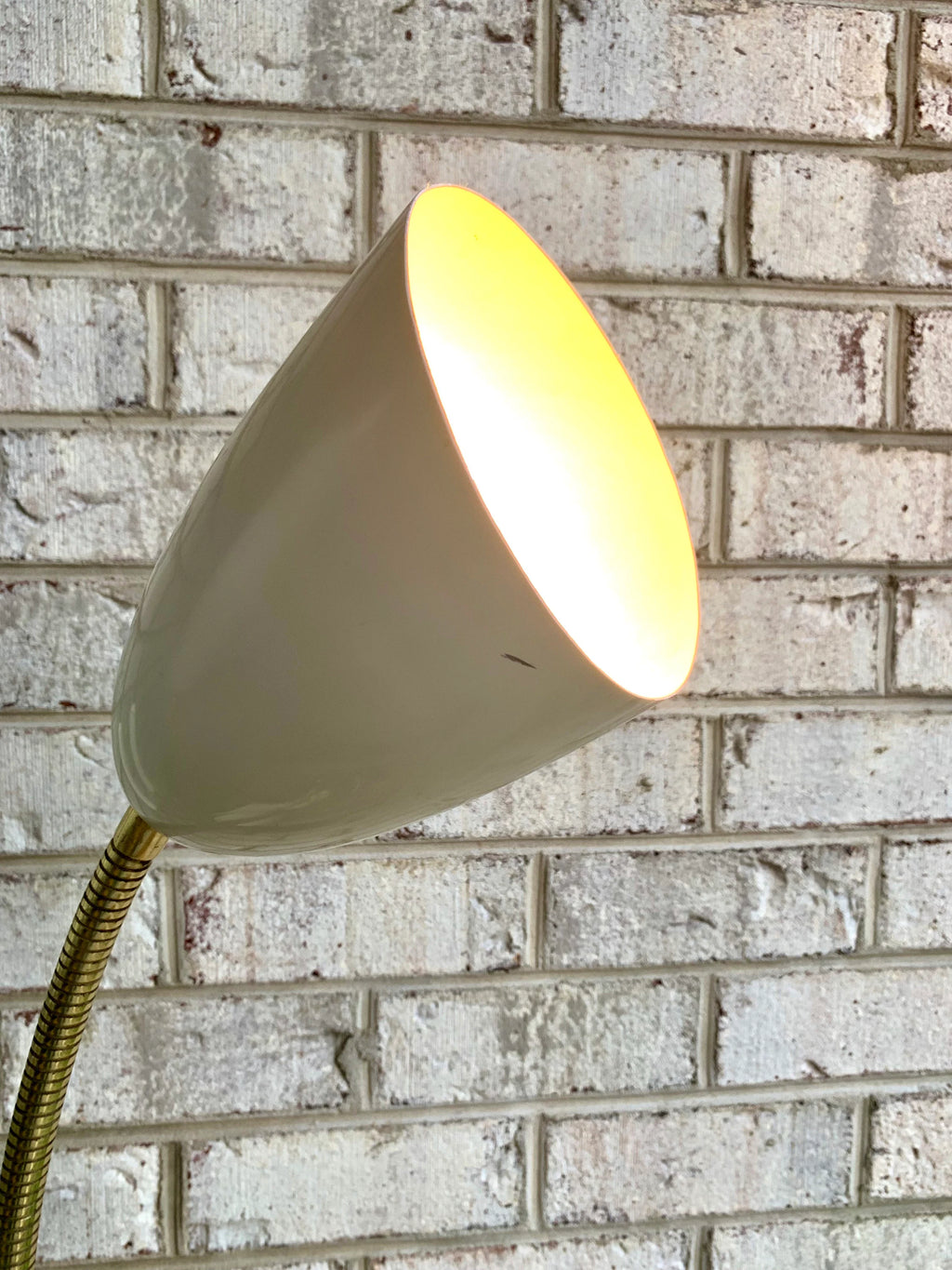 Vtg White and Gold Cattail And Calla Lily Lamp | MCM Double Gooseneck Cattail Lamp | Calla Lily Lamp