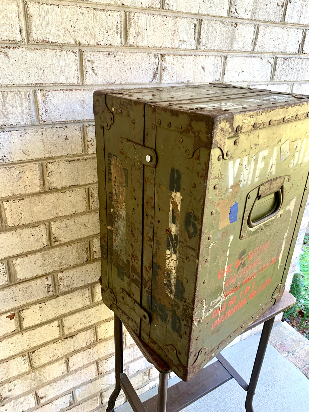 Vtg Military Storage Case | Traveling Military Parts Trunk | Military Transport Case | Rustic Storage | Parts Cabinet | Craft Storage