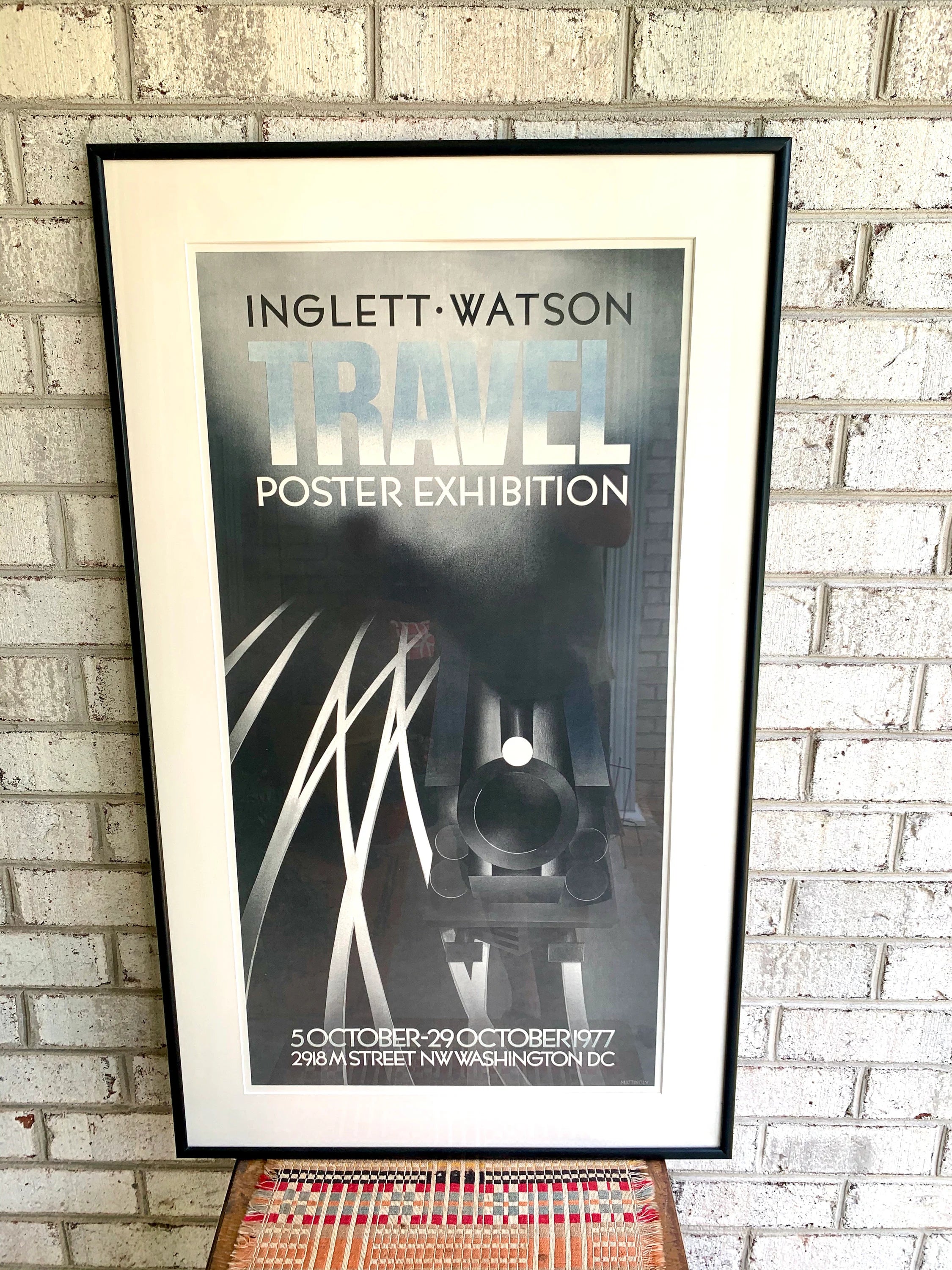 Vtg Framed Inglett Watson Travel Poster Exhibition | Framed and Matted Travel Lithograph | Mattingly Lithograph | Train Art