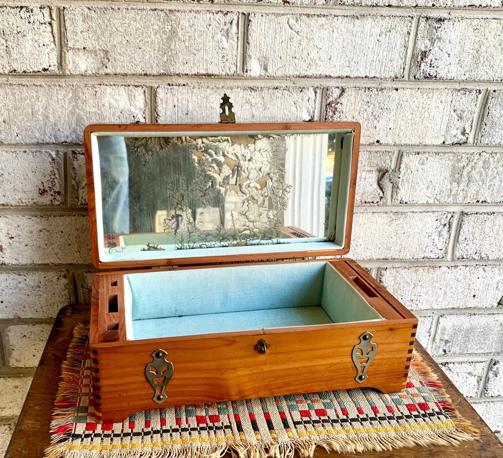 Vtg McGraw Box Co. Jewelry Box | Vtg Wood Jewelry Box | Wooden Jewelry Box | Treasure Chest Jewelry Box | Cedar Jewelry Box