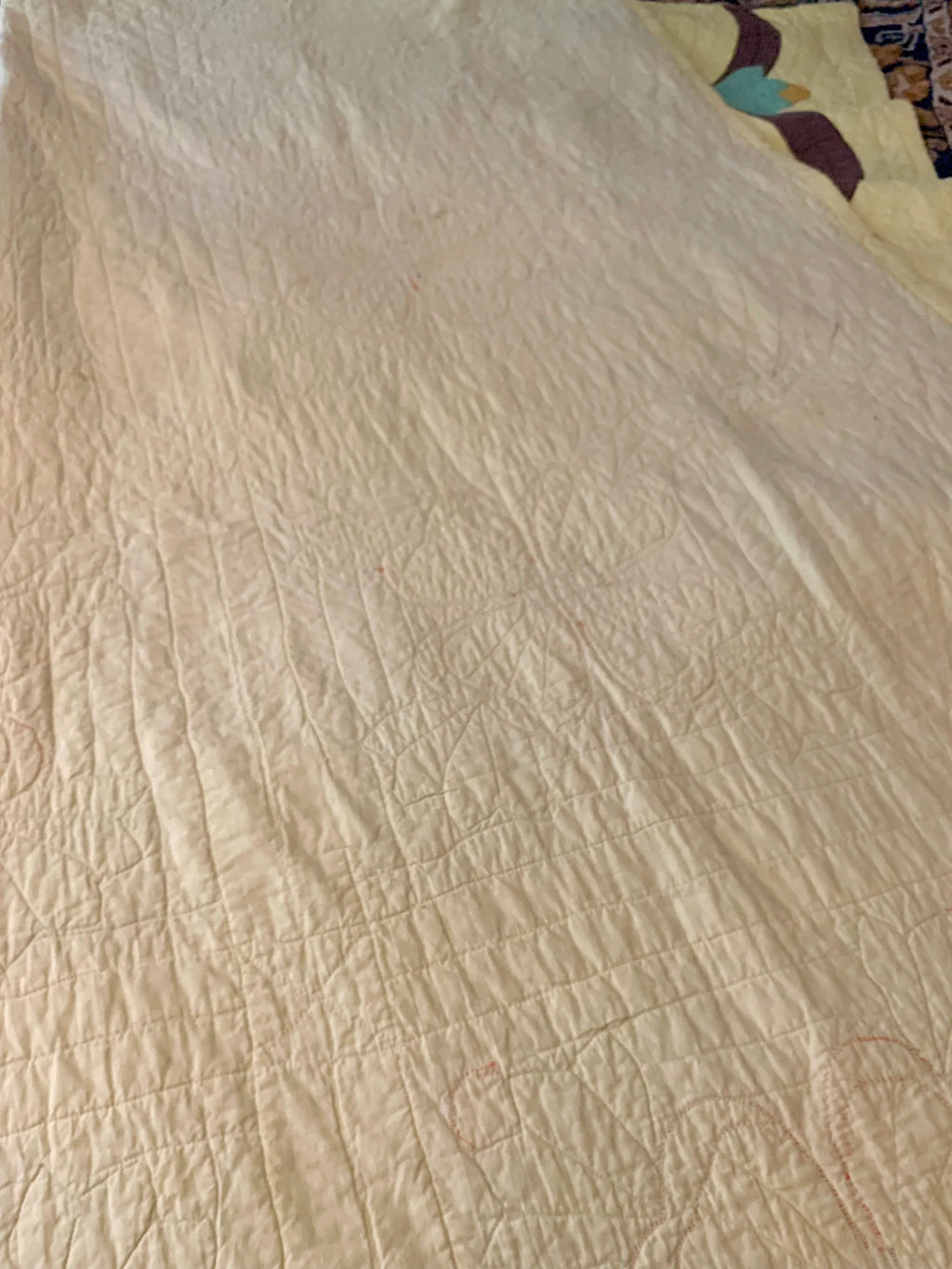 Vtg Hand Sewn Dogwood Blossom Quilt | Hand Quilted Blanket | Handmade Quilt | Farmhouse Quilt | Dogwood Quilt