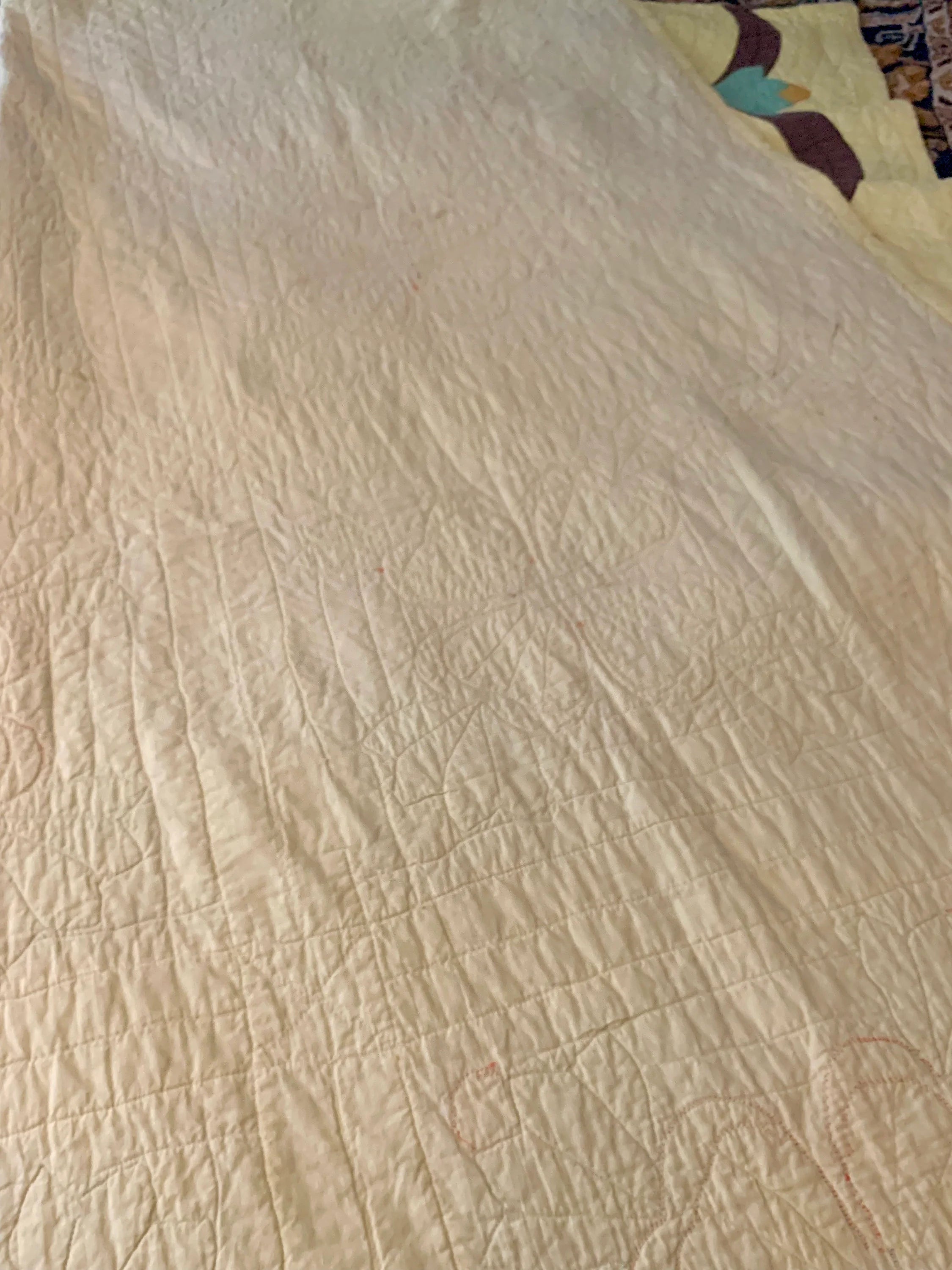 Vtg Hand Sewn Dogwood Blossom Quilt | Hand Quilted Blanket | Handmade Quilt | Farmhouse Quilt | Dogwood Quilt