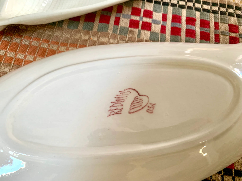 Vtg Redwing China Serving Trays | Pair of Redwing Serving Dishes | MCM Dinnerware | Redwing Textured S Shaped Serving Dishes