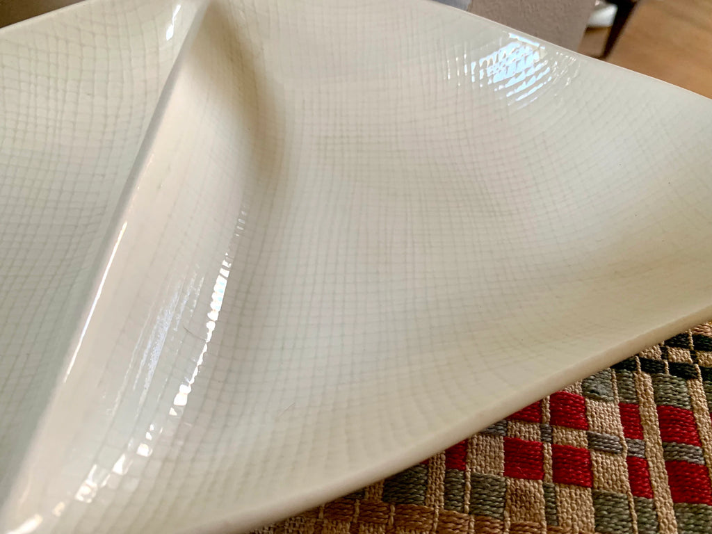 Vtg Redwing China Serving Trays | Pair of Redwing Serving Dishes | MCM Dinnerware | Redwing Textured S Shaped Serving Dishes