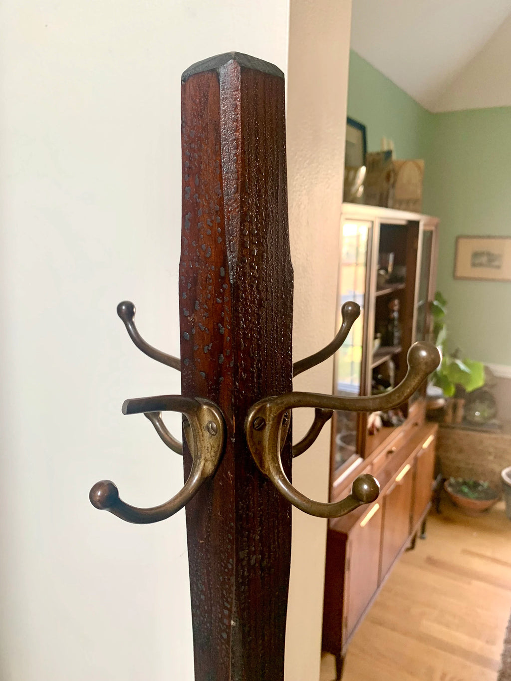 Vtg Wood Coat Rack | Wooden Coat Stand | Arts and Craft Style Hall Tree | Mission Style Coat Hanger | Wooden Hat Rack | Antique Hall Tree