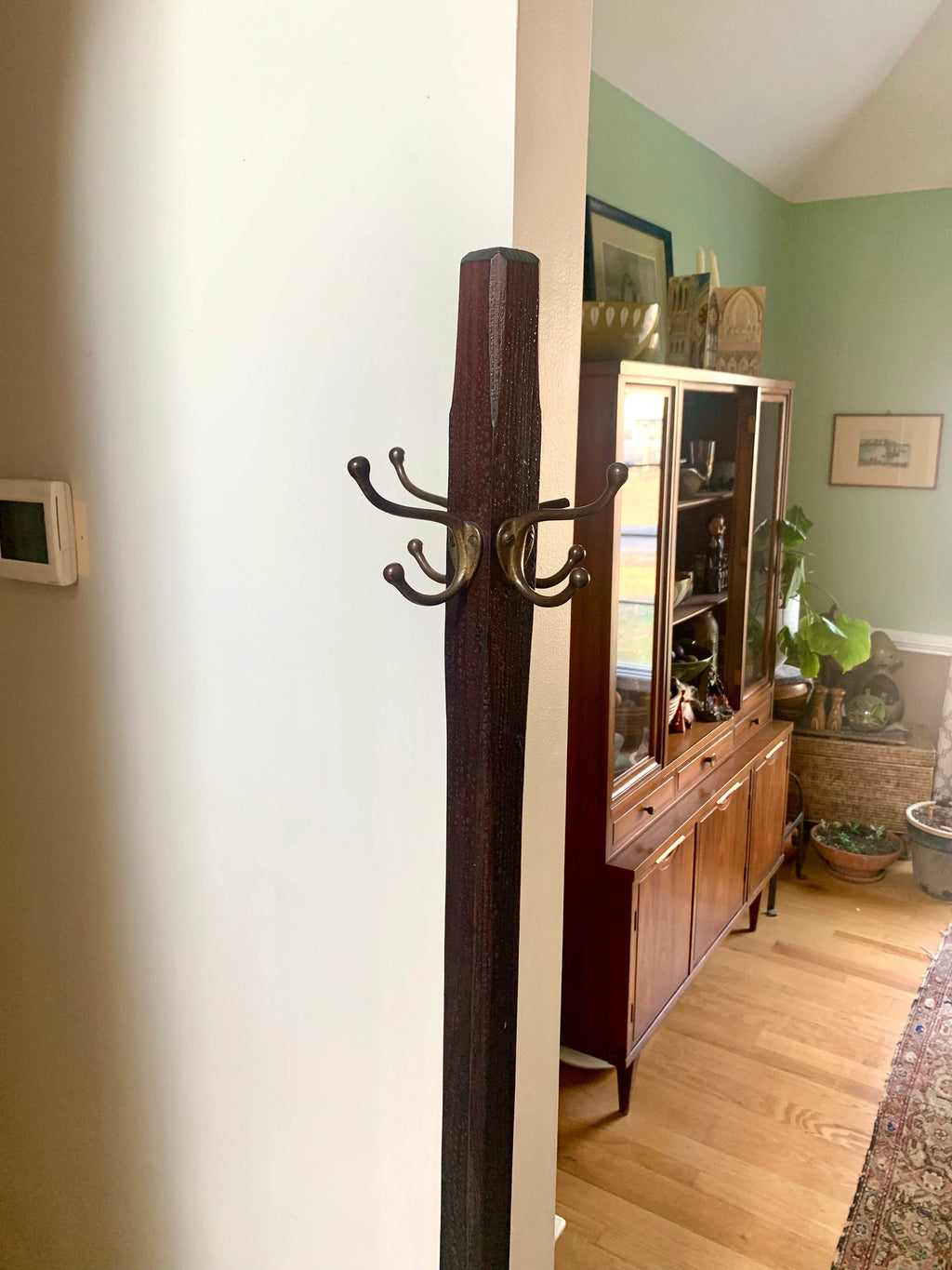 Vtg Wood Coat Rack | Wooden Coat Stand | Arts and Craft Style Hall Tree | Mission Style Coat Hanger | Wooden Hat Rack | Antique Hall Tree