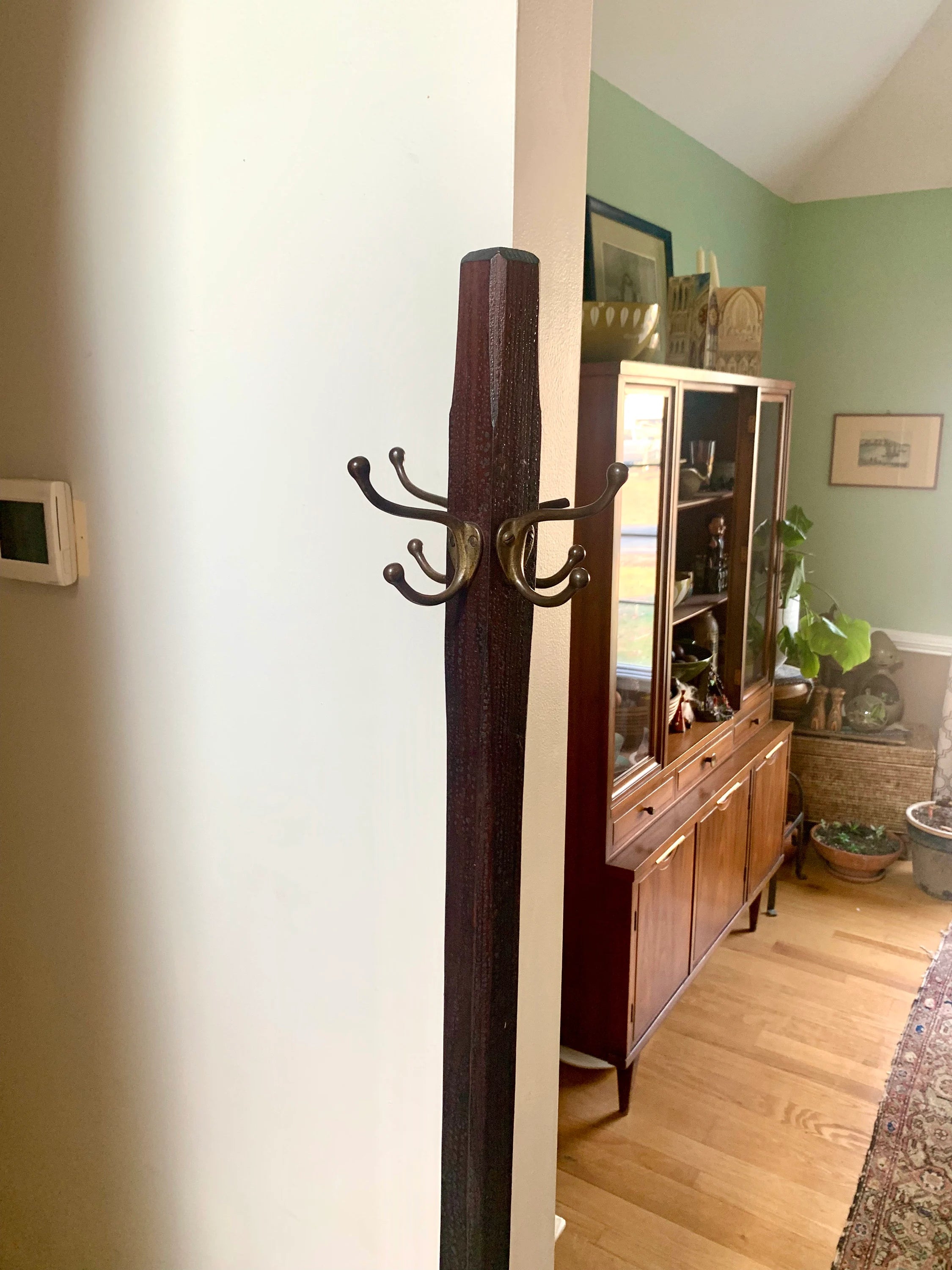 Vtg Wood Coat Rack | Wooden Coat Stand | Arts and Craft Style Hall Tree | Mission Style Coat Hanger | Wooden Hat Rack | Antique Hall Tree