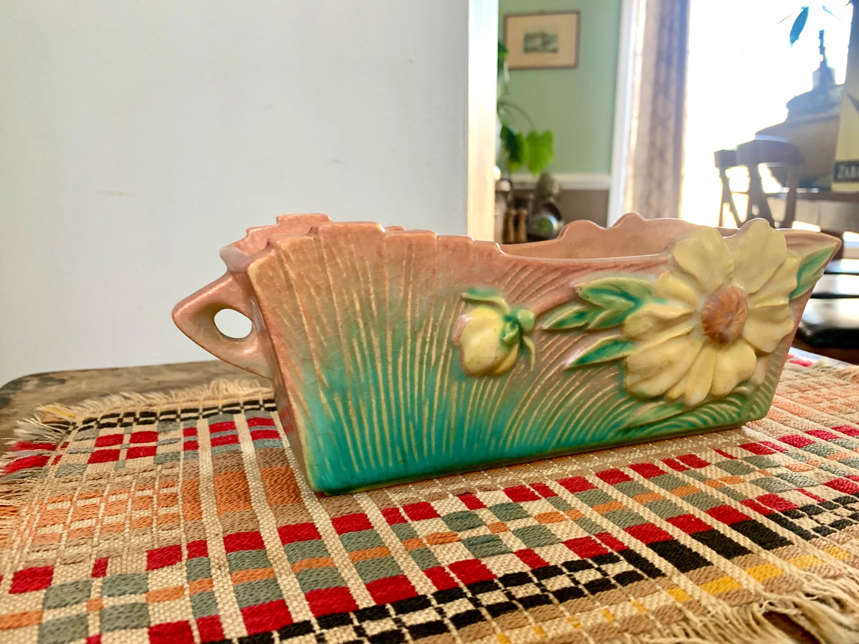 Vtg Roseville Pottery Planter | Roseville Window Planter | Window Box Shaped Roseville Planter | Roseville 387-8" Planter