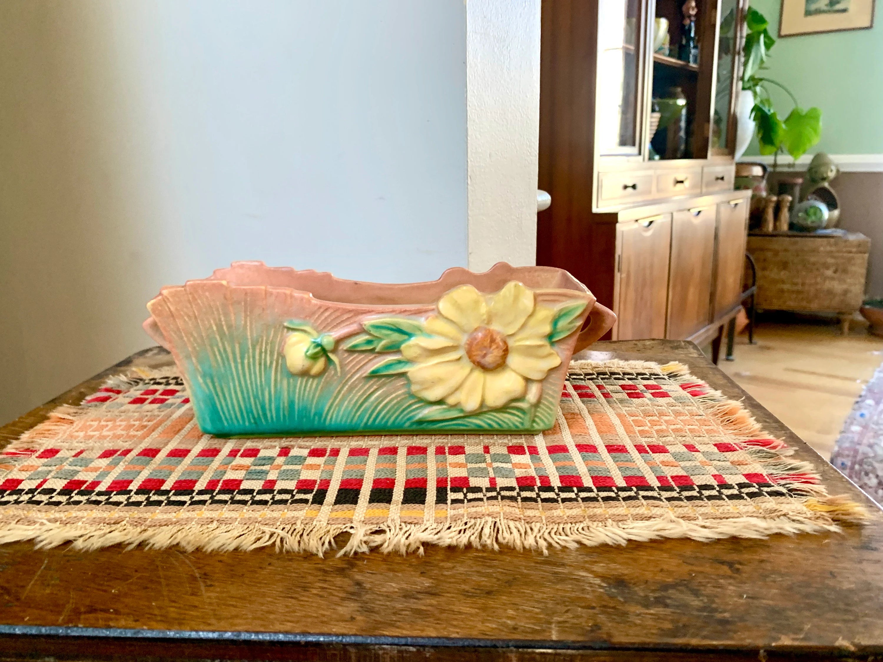 Vtg Roseville Pottery Planter | Roseville Window Planter | Window Box Shaped Roseville Planter | Roseville 387-8" Planter