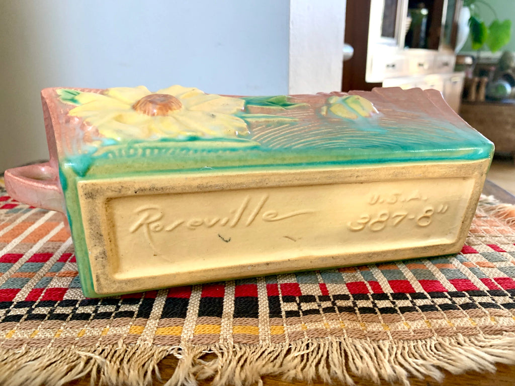Vtg Roseville Pottery Planter | Roseville Window Planter | Window Box Shaped Roseville Planter | Roseville 387-8" Planter