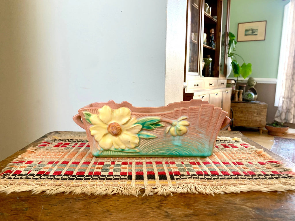 Vtg Roseville Pottery Planter | Roseville Window Planter | Window Box Shaped Roseville Planter | Roseville 387-8" Planter