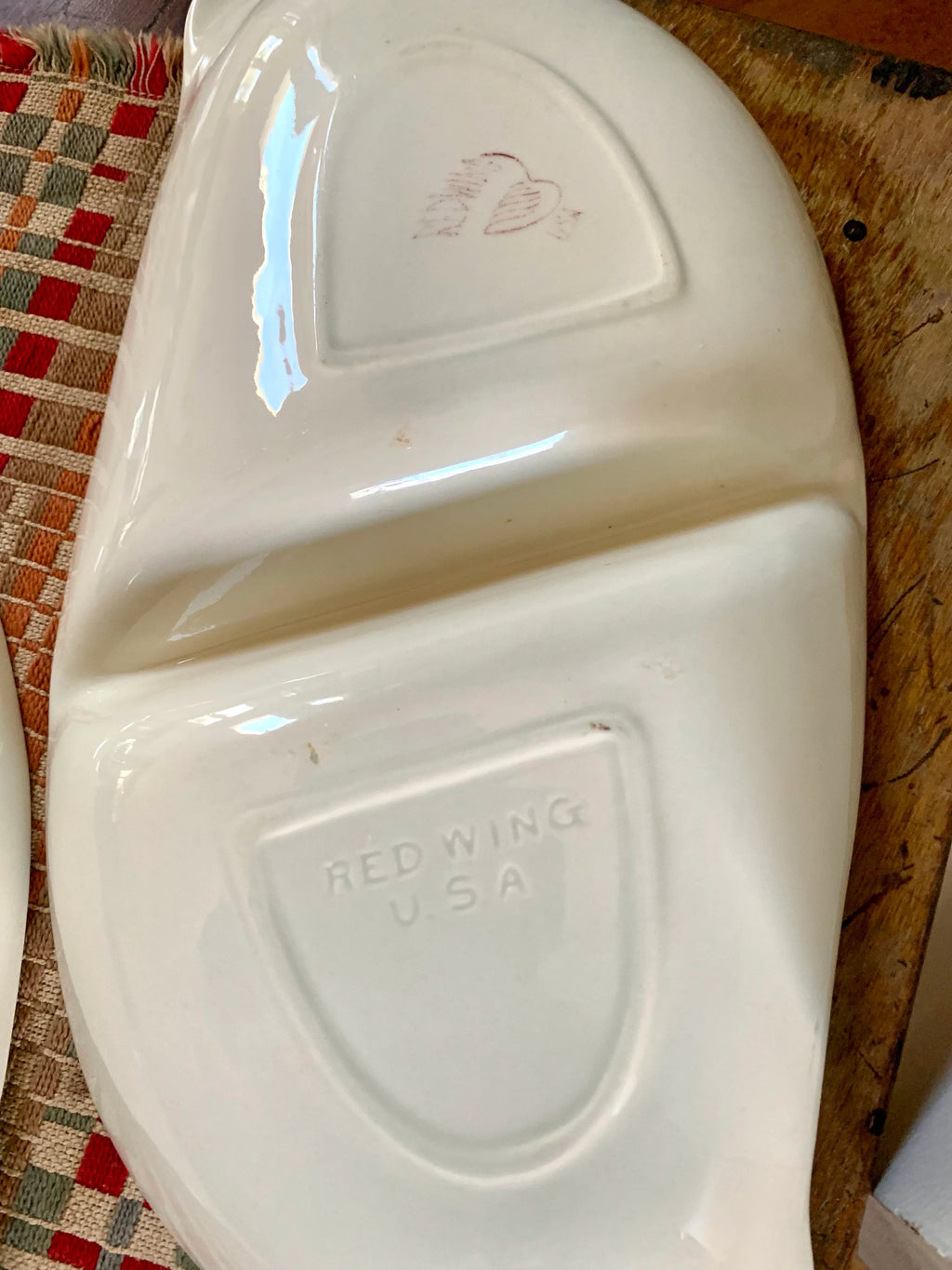 Vtg Redwing China Serving Trays | Pair of Redwing Serving Dishes | MCM Dinnerware | Redwing Textured S Shaped Serving Dishes