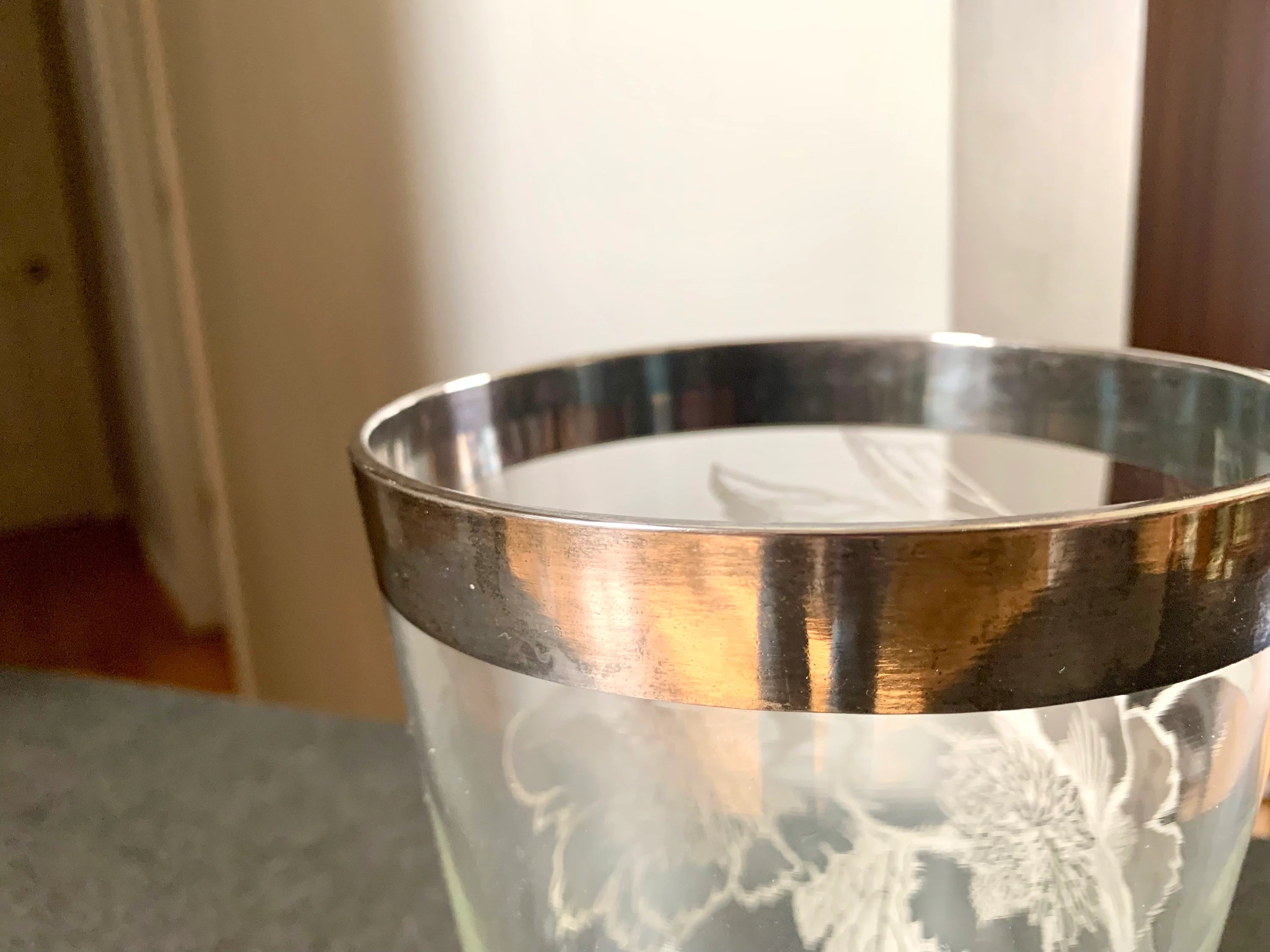 Vtg Sterling Silver Overlay Vase | MCM Silver Overlay Glass Ice Bucket | Rockwell Floral Silver Vase | MCM Barware
