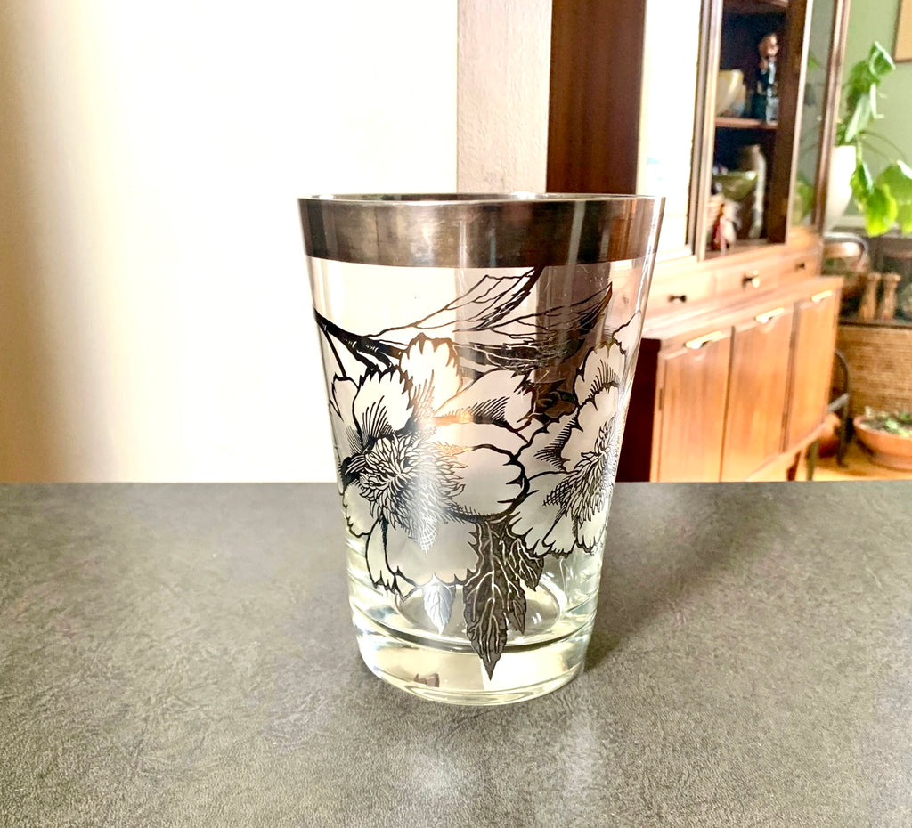 Vtg Sterling Silver Overlay Vase | MCM Silver Overlay Glass Ice Bucket | Rockwell Floral Silver Vase | MCM Barware