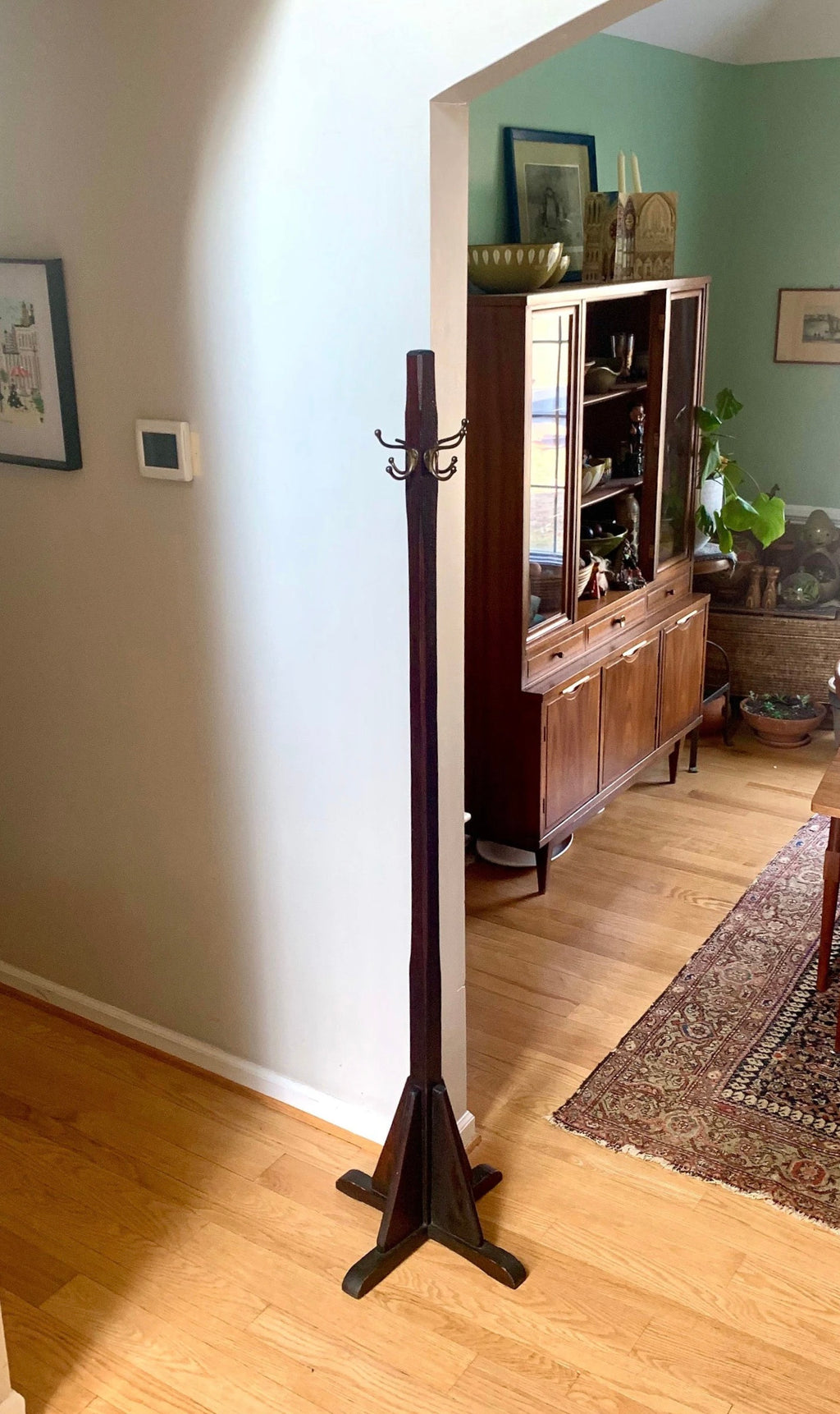 Vtg Wood Coat Rack | Wooden Coat Stand | Arts and Craft Style Hall Tree | Mission Style Coat Hanger | Wooden Hat Rack | Antique Hall Tree