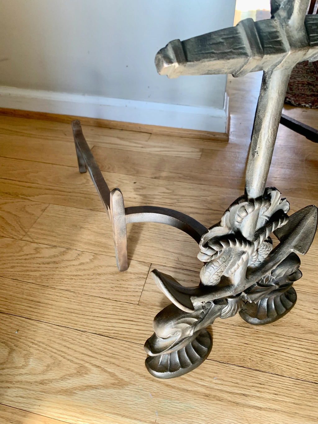 Vtg Howes Brass Anchor Andirons | Brass Decorative Sea Serpent Anchor Andirons | Nautical Themed Andirons | Mid Century Nautical Decor