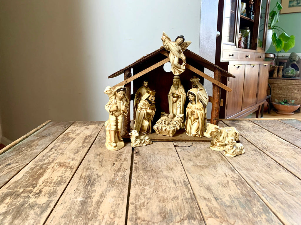 Vtg Nativity Scene | Made In Korea Native Scene | Christmas Nativity | Christmas Decor | Nativity Set | 11 Piece Nativity Scene