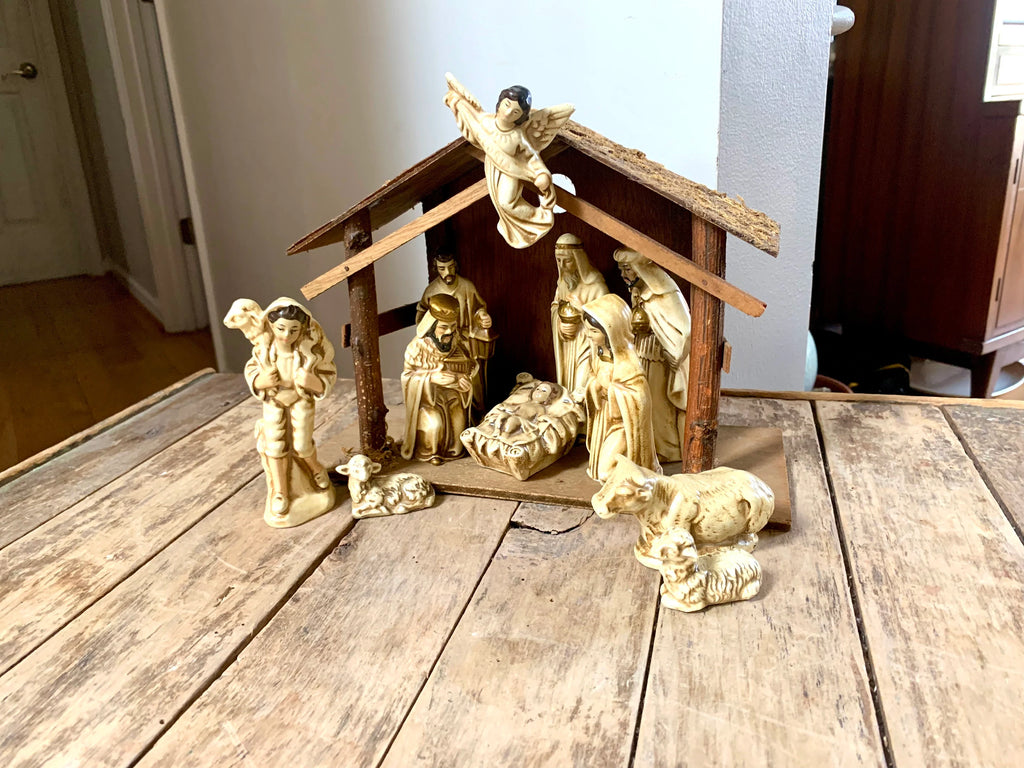 Vtg Nativity Scene | Made In Korea Native Scene | Christmas Nativity | Christmas Decor | Nativity Set | 11 Piece Nativity Scene