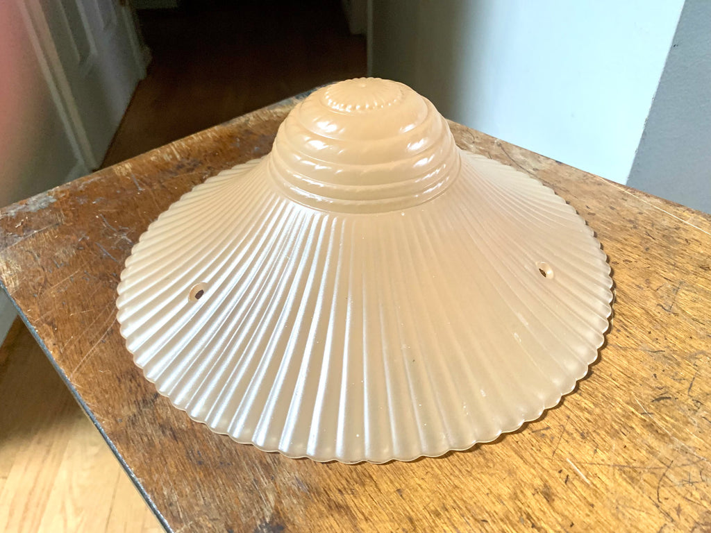 Vintage Ceiling Light Glass Globe | Beige Ceiling Light Glass Shade | Art Deco Light Globe | Frosted Beige Glass Light Shade