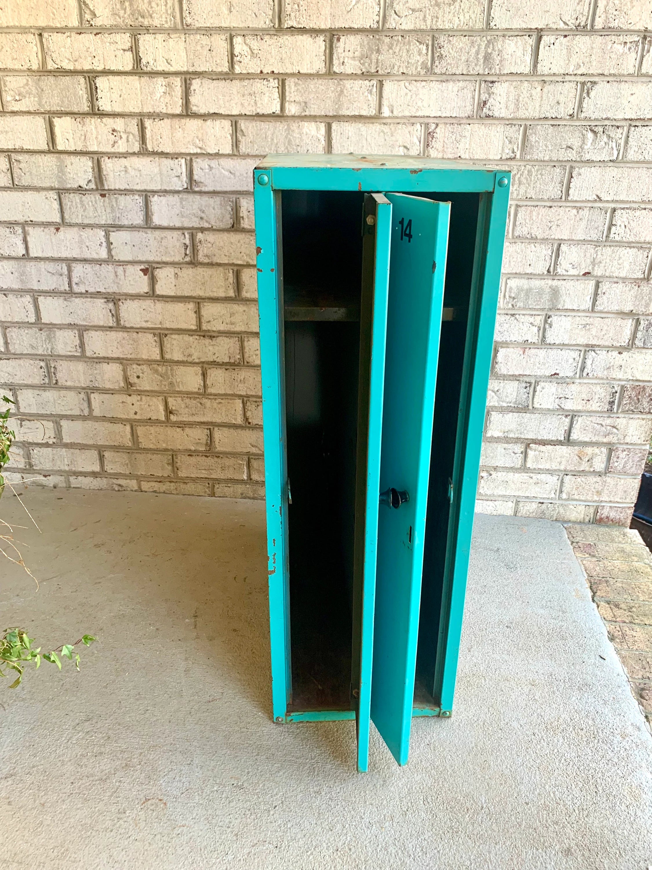 Distressed Small Lockers | Vintage Turquoise School Locker | Two Door Locker | Double Door Metal Locker | Rustic Lockers | 4 Available
