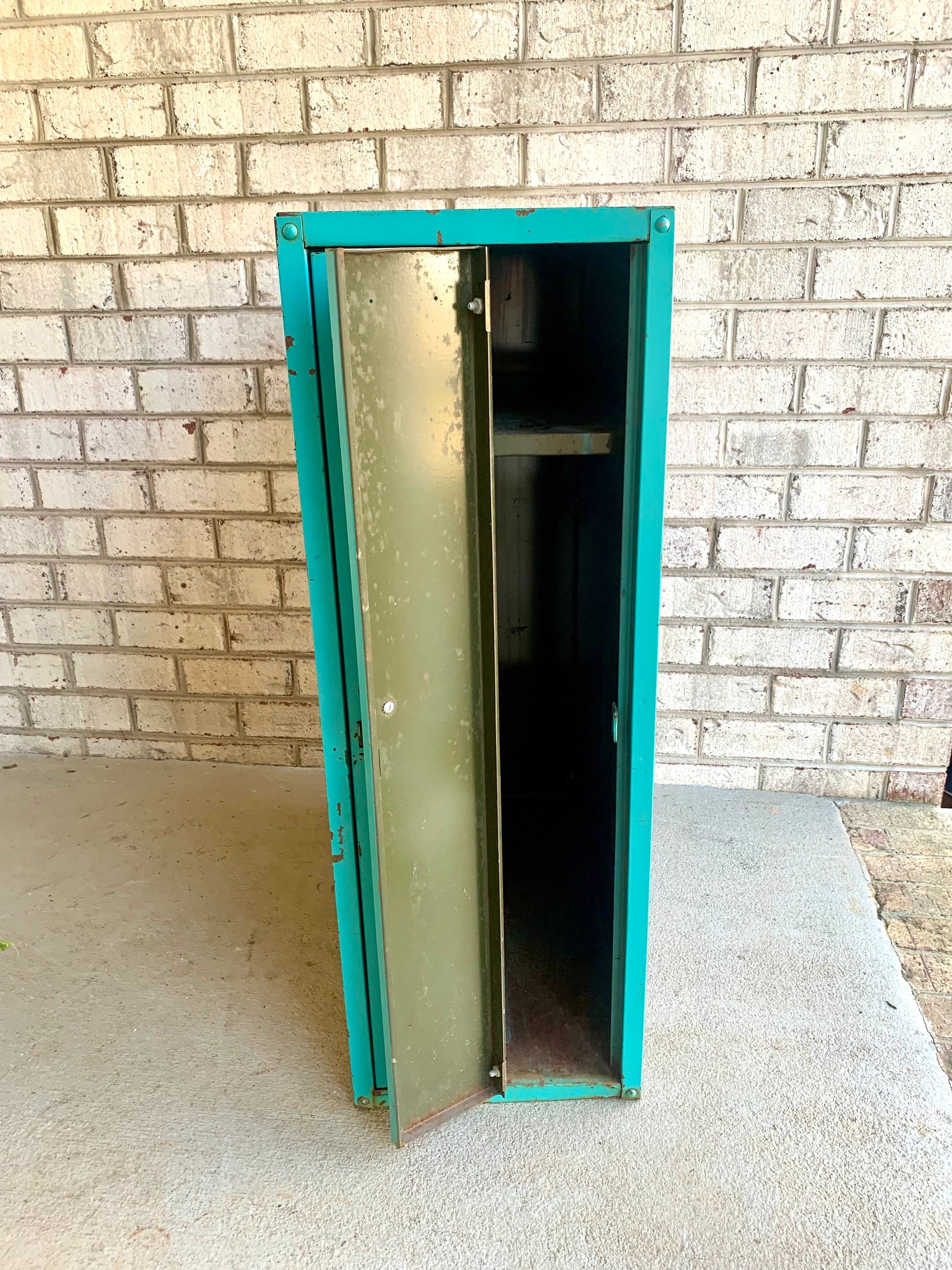 Distressed Small Lockers | Vintage Turquoise School Locker | Two Door Locker | Double Door Metal Locker | Rustic Lockers | 4 Available