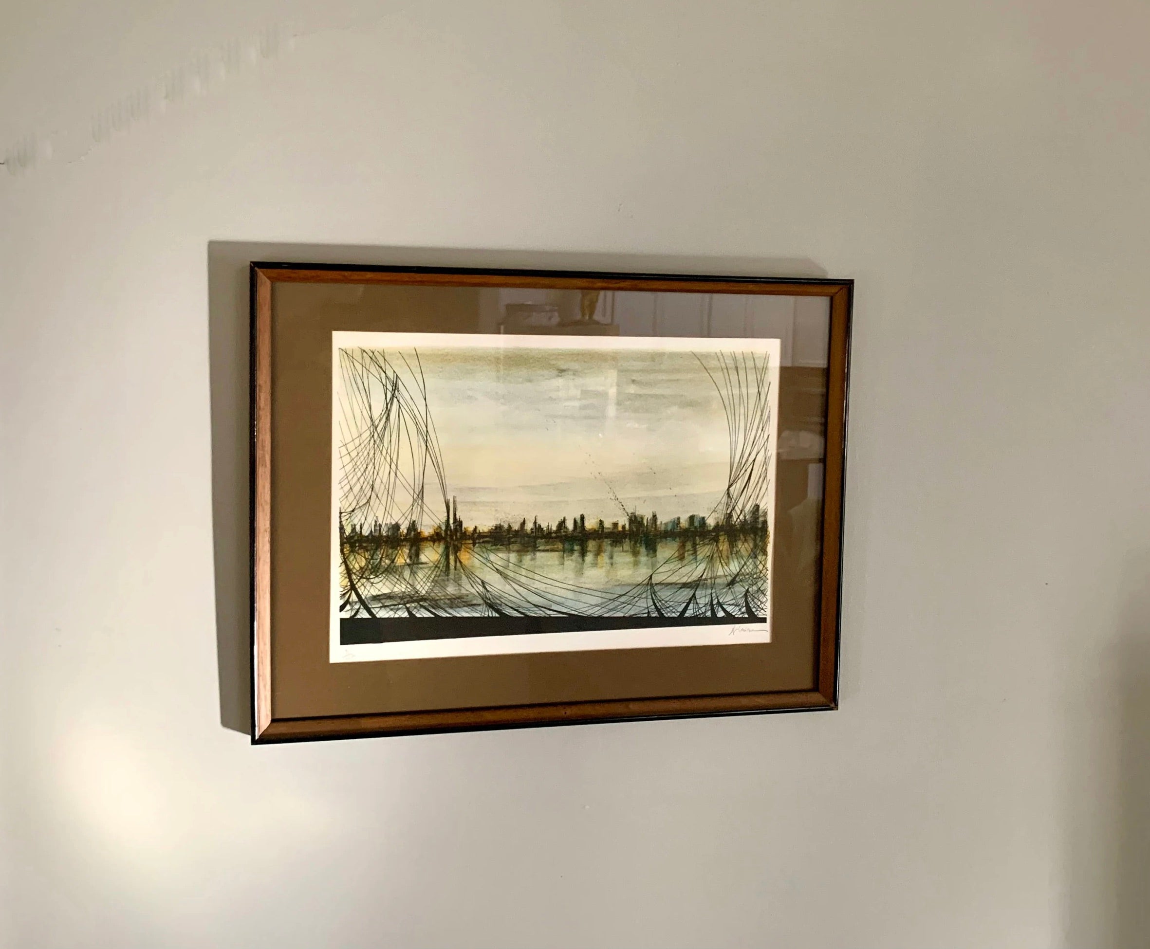 Vintage Mario Sinisca Limited Lithograph | Sinisca Signed Art | Framed Authenticated Sinisca Lithograph | MCM Art | Italian Art